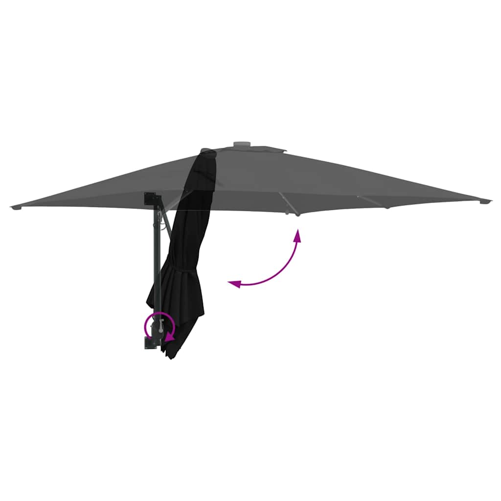 vidaXL Parasolka ogrodowa Ze LED Lights Czarny 248,5 x 247,5 x 160 cm