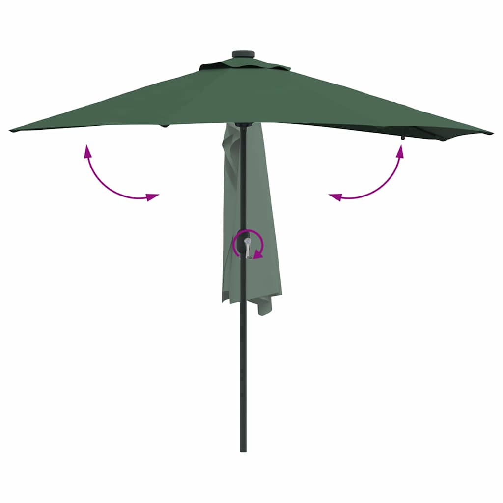 vidaXL Parasolka ogrodowa Zielony 294 x 150 x 223 cm Poliester i Stal