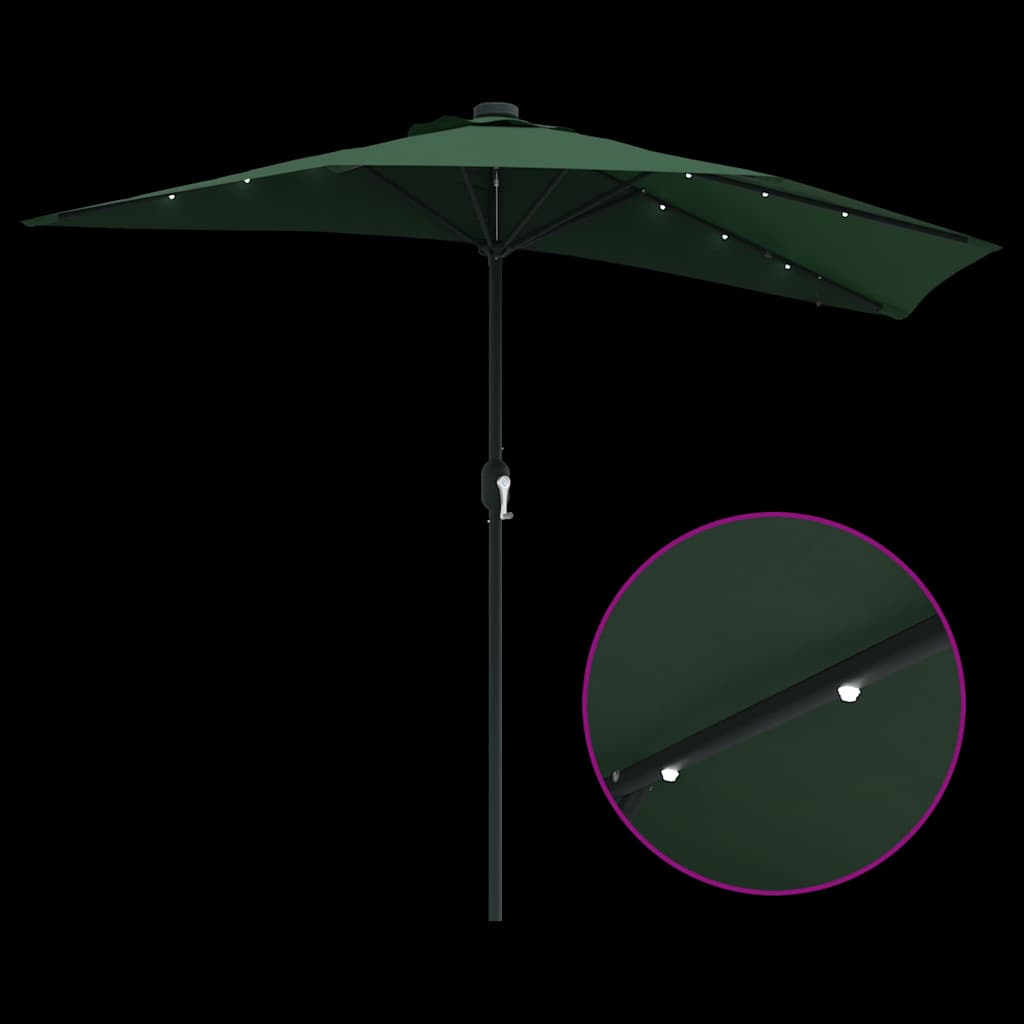 vidaXL Parasolka ogrodowa Zielony 294 x 150 x 223 cm Poliester i Stal
