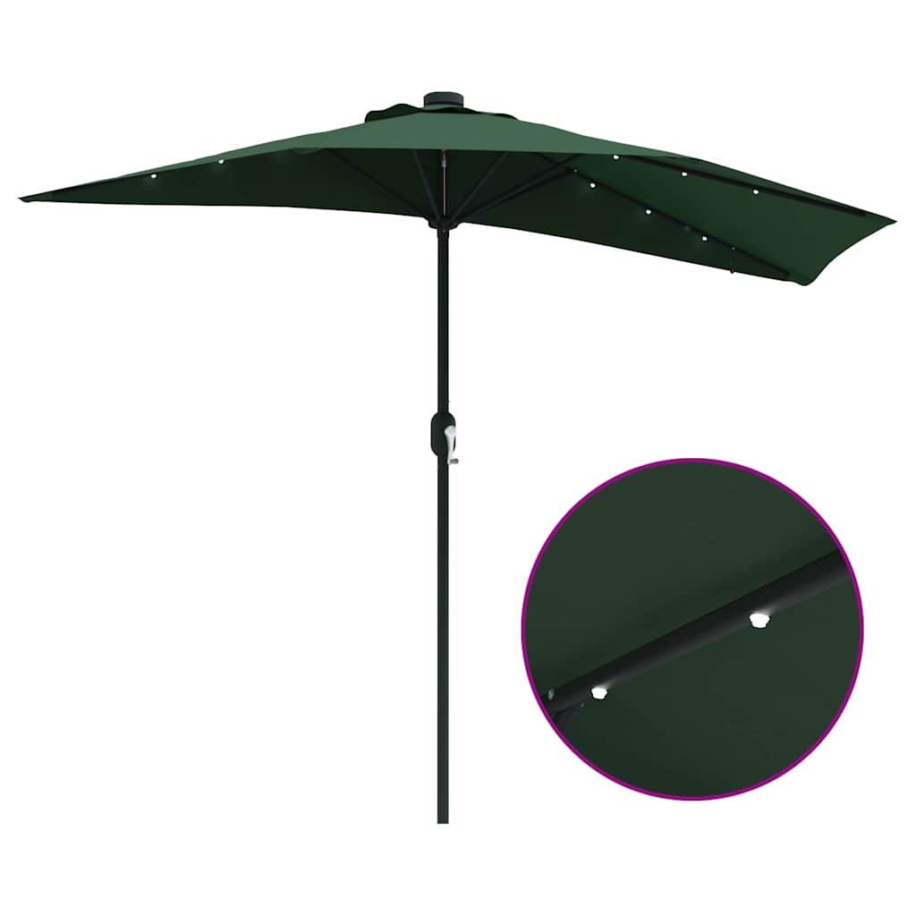 vidaXL Parasolka ogrodowa Zielony 294 x 150 x 223 cm Poliester i Stal