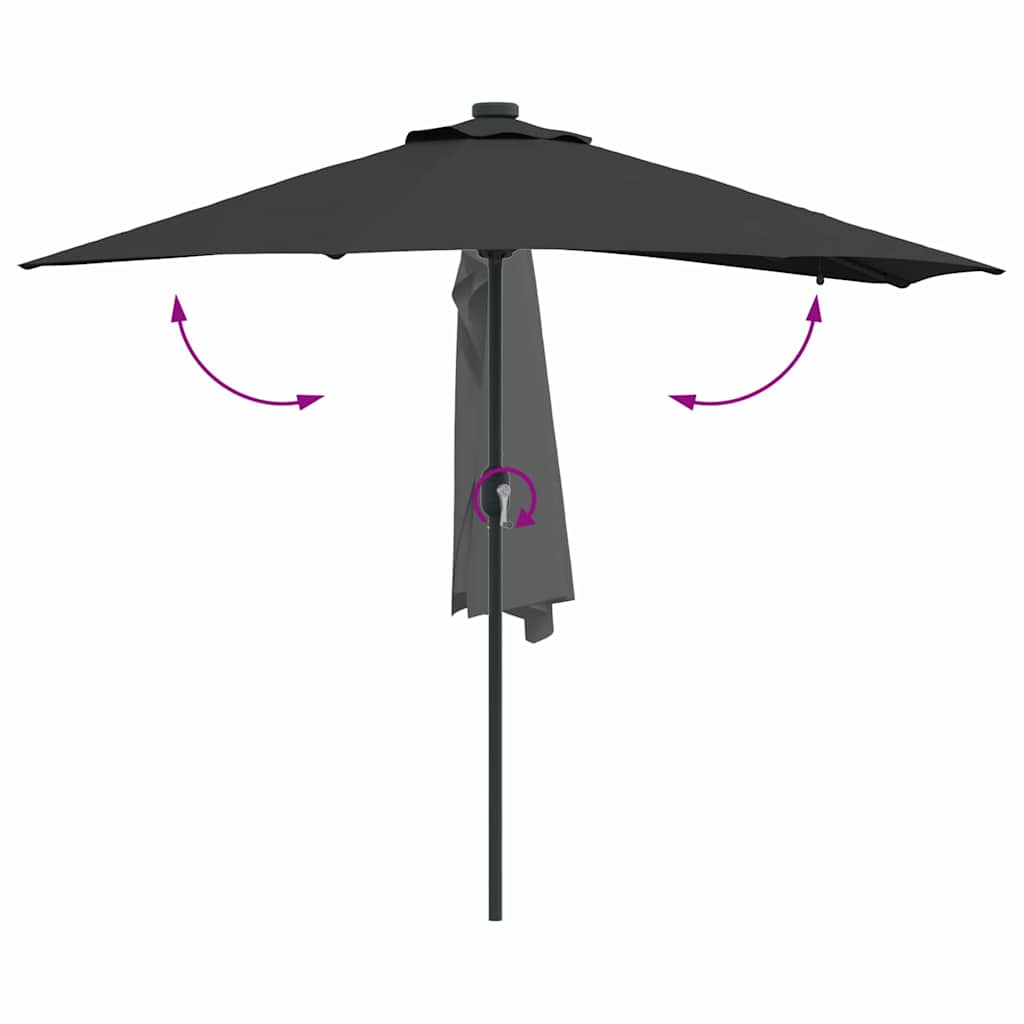vidaXL Parasolka ogrodowa Czarny 294 x 150 x 223 cm Poliester i Stal