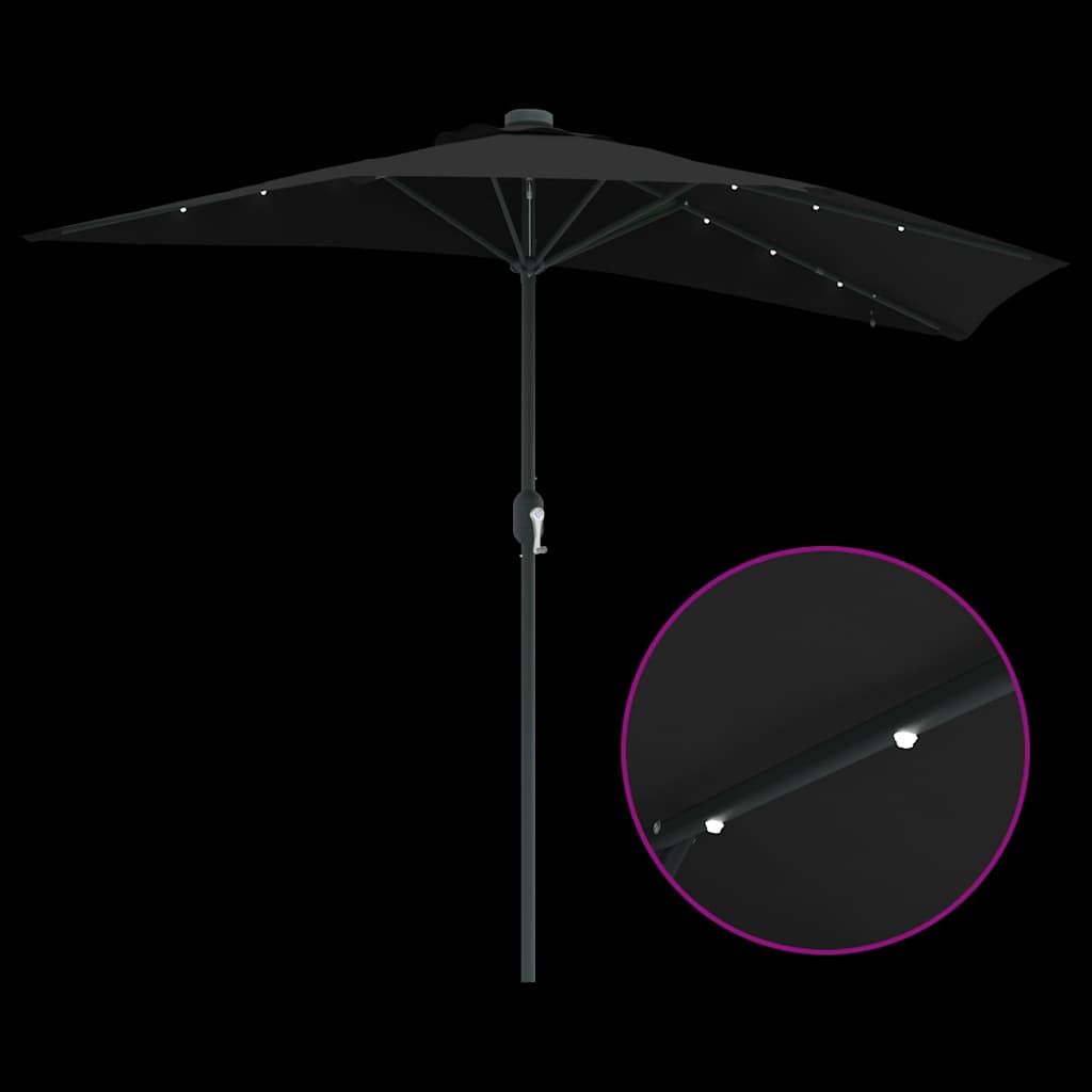 vidaXL Parasolka ogrodowa Czarny 294 x 150 x 223 cm Poliester i Stal
