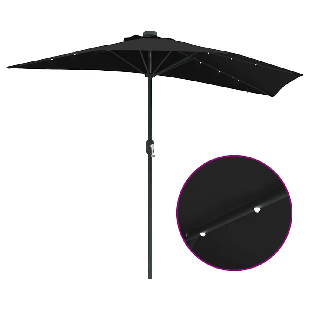 vidaXL Parasolka ogrodowa Czarny 294 x 150 x 223 cm Poliester i Stal