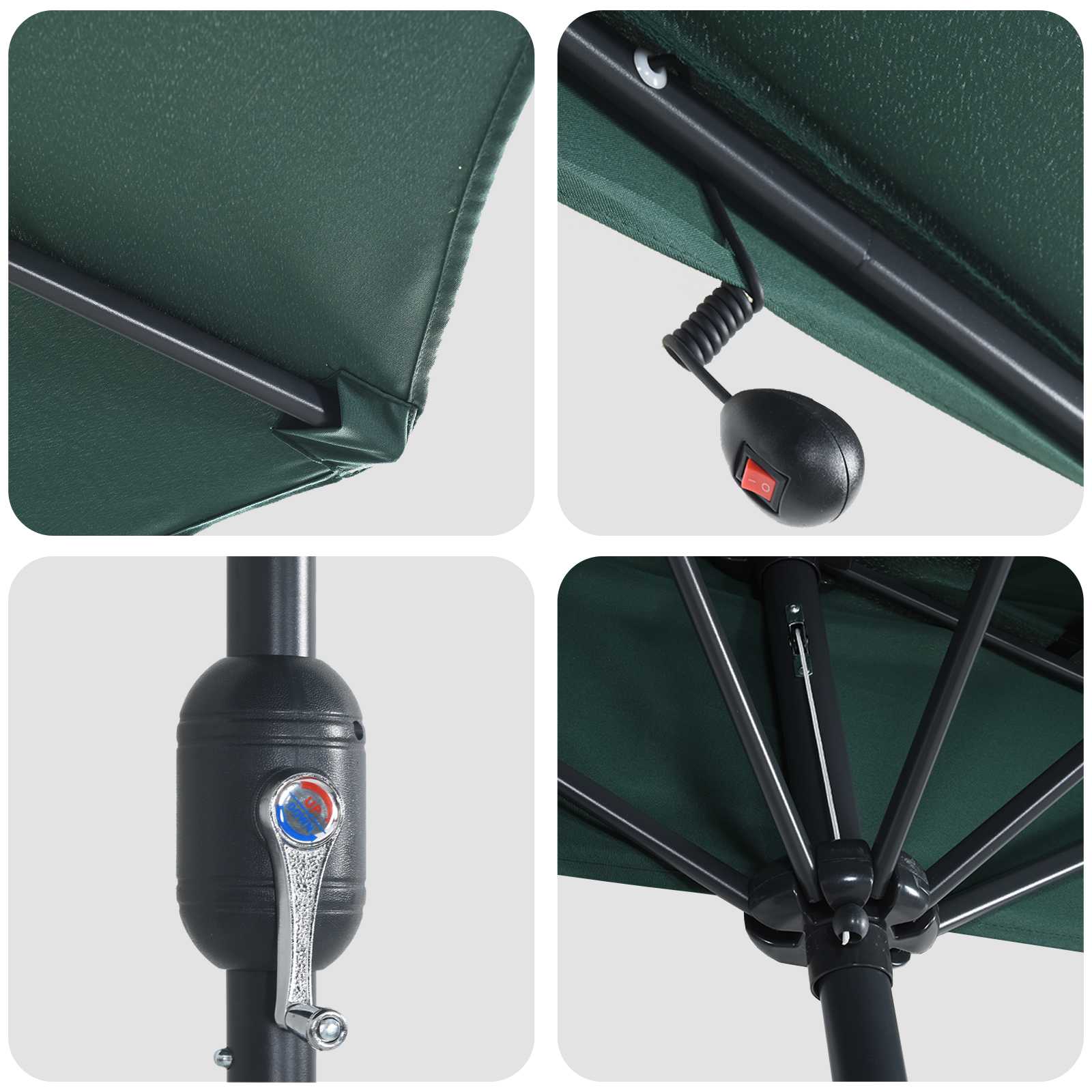 vidaXL Parasolka ogrodowa Zielony 294 x 150 x 224 cm Poliester i Stal