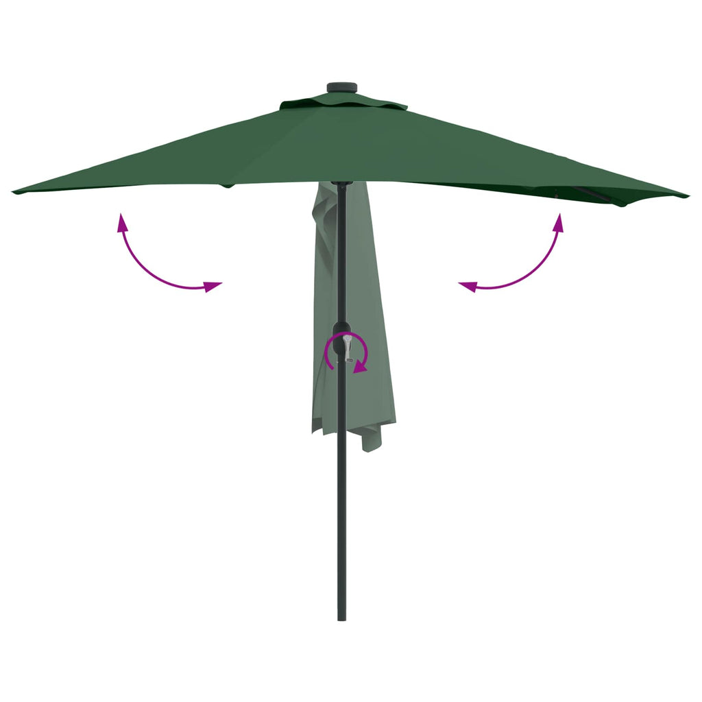vidaXL Parasolka ogrodowa Zielony 294 x 150 x 224 cm Poliester i Stal