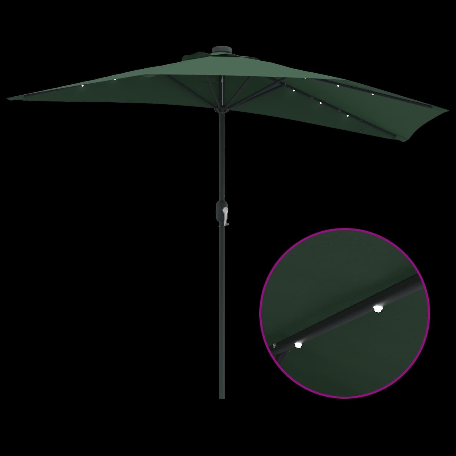 vidaXL Parasolka ogrodowa Zielony 294 x 150 x 224 cm Poliester i Stal