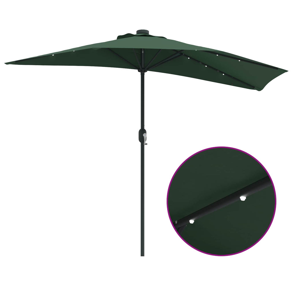 vidaXL Parasolka ogrodowa Zielony 294 x 150 x 224 cm Poliester i Stal
