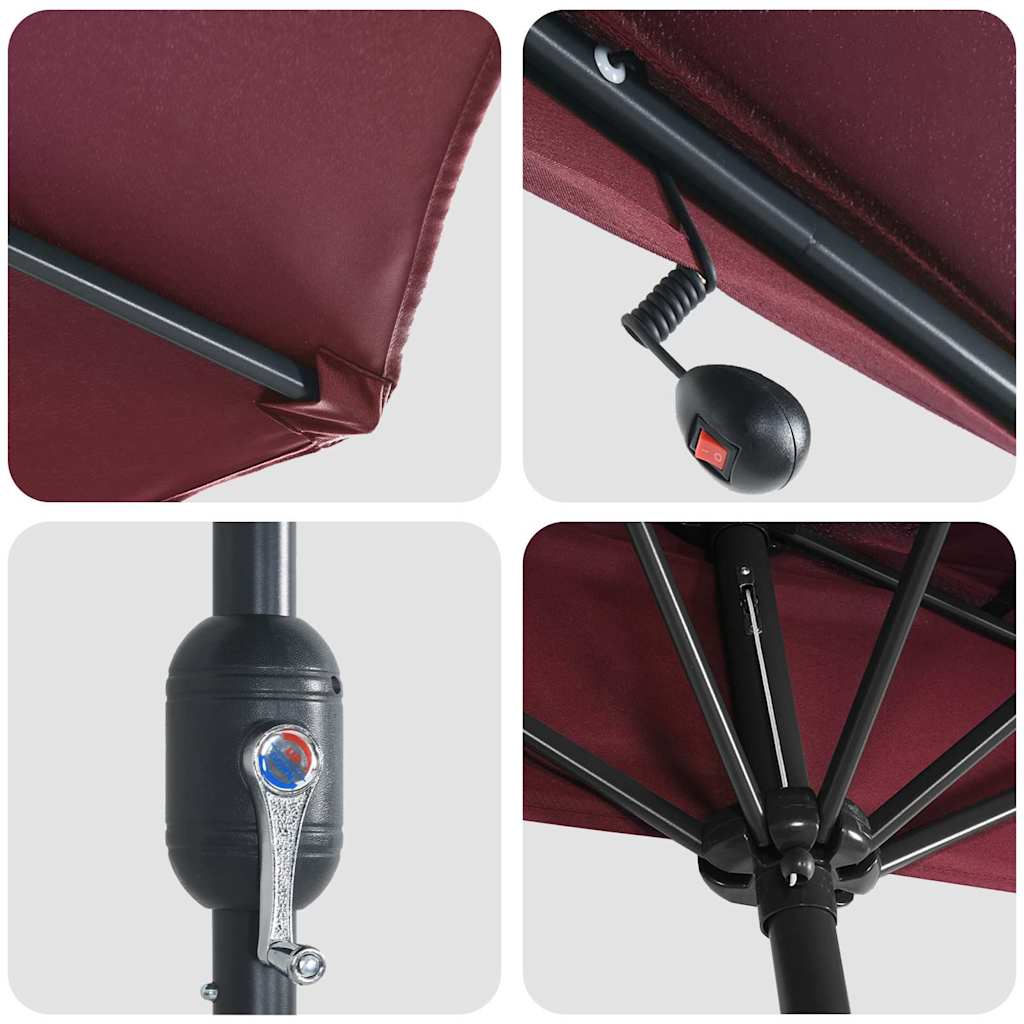 vidaXL Parasolka ogrodowa Bordeaux Czerwony 294 x 150 x 224 cm