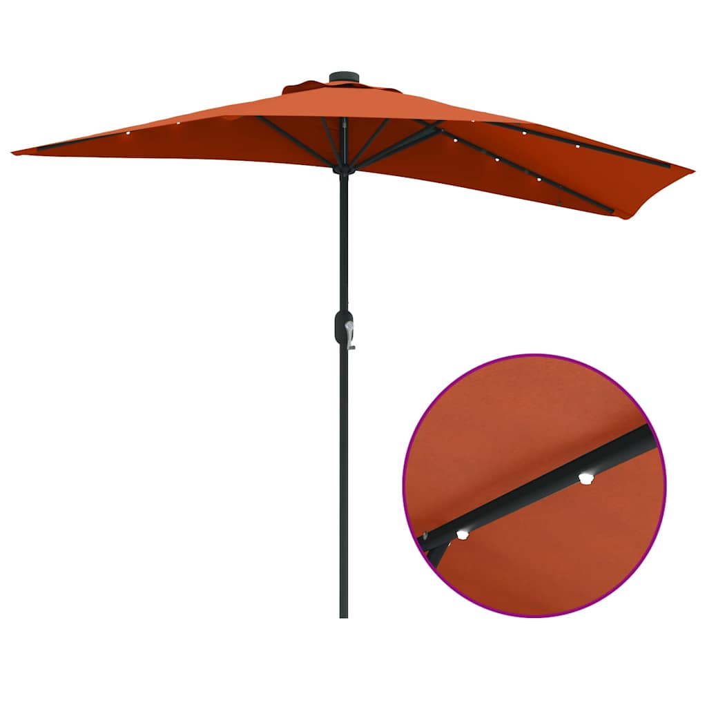 vidaXL Parasolka ogrodowa terakota 294 x 150 x 224 cm Poliester i Stal