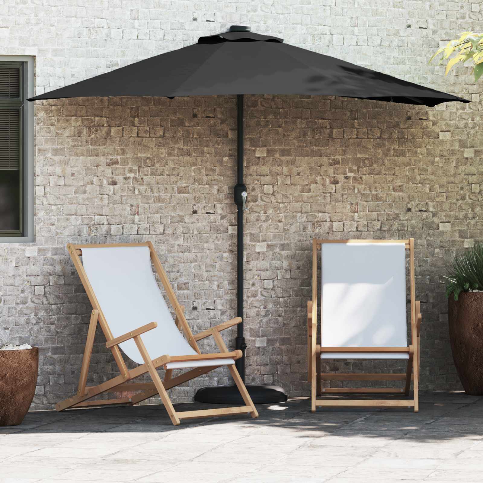 vidaXL Parasolka ogrodowa Czarny 294 x 150 x 224 cm Poliester i Stal