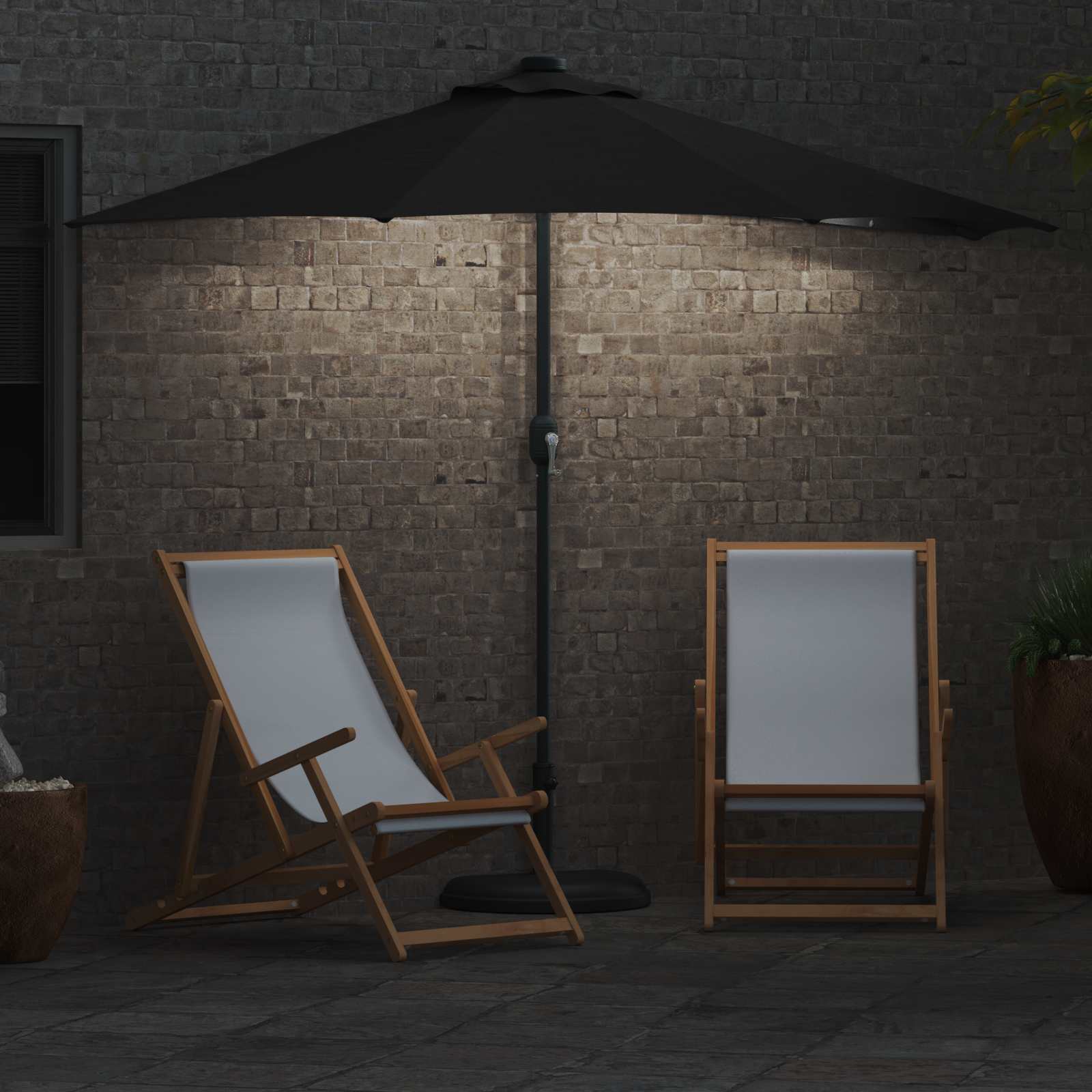 vidaXL Parasolka ogrodowa Czarny 294 x 150 x 224 cm Poliester i Stal