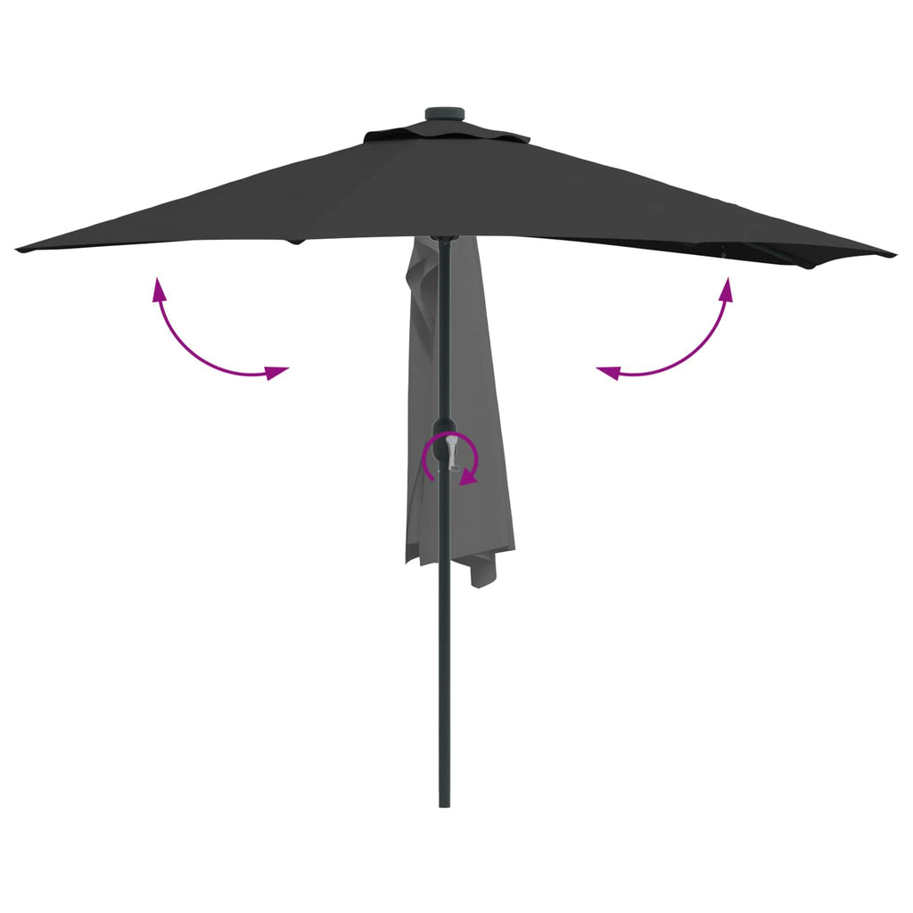 vidaXL Parasolka ogrodowa Czarny 294 x 150 x 224 cm Poliester i Stal