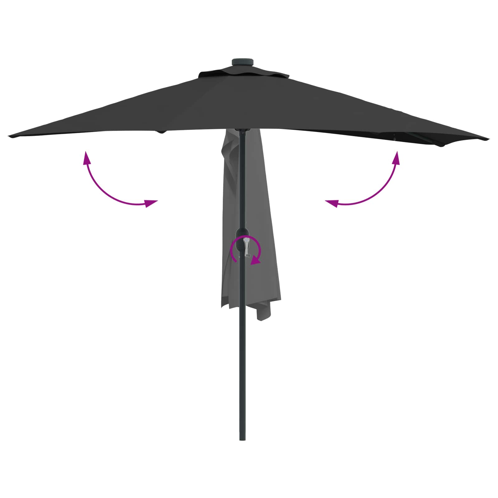 vidaXL Parasolka ogrodowa Czarny 294 x 150 x 224 cm Poliester i Stal