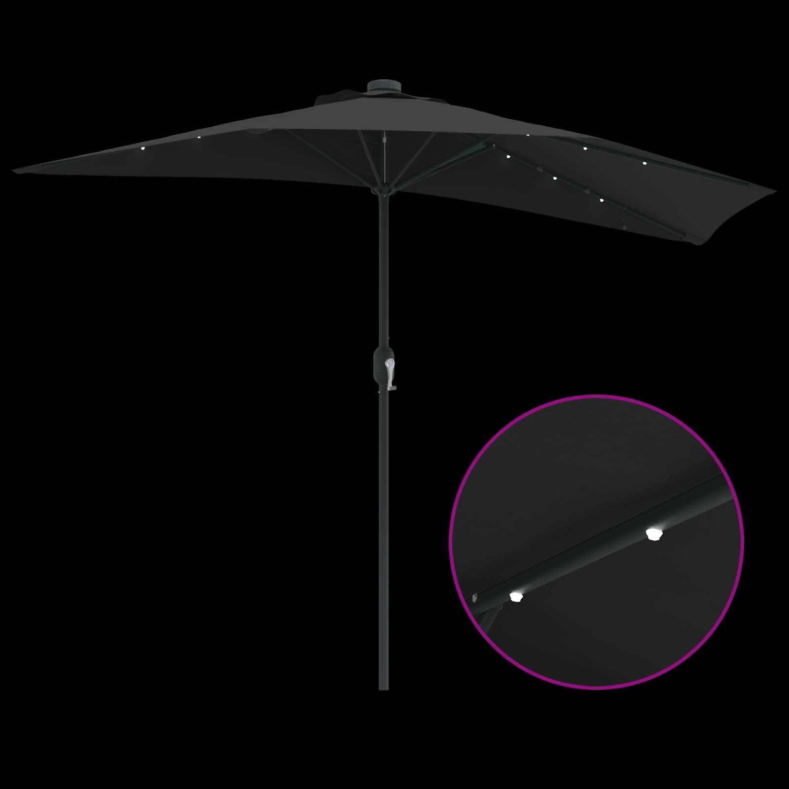 vidaXL Parasolka ogrodowa Czarny 294 x 150 x 224 cm Poliester i Stal