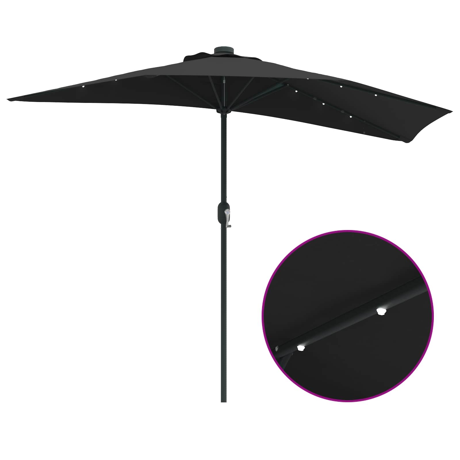 vidaXL Parasolka ogrodowa Czarny 294 x 150 x 224 cm Poliester i Stal