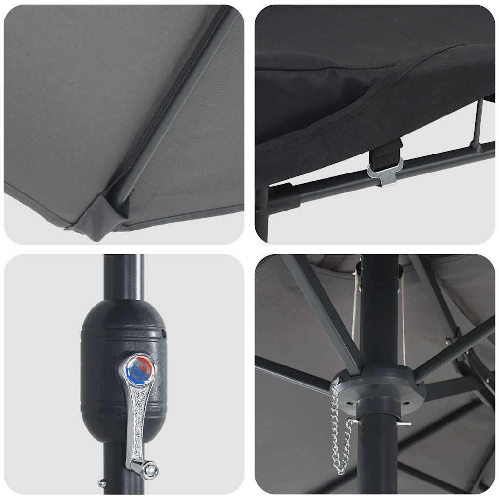 vidaXL Parasolka ogrodowa Antracyt 385 x 209 x 244 cm Poliester i Stal