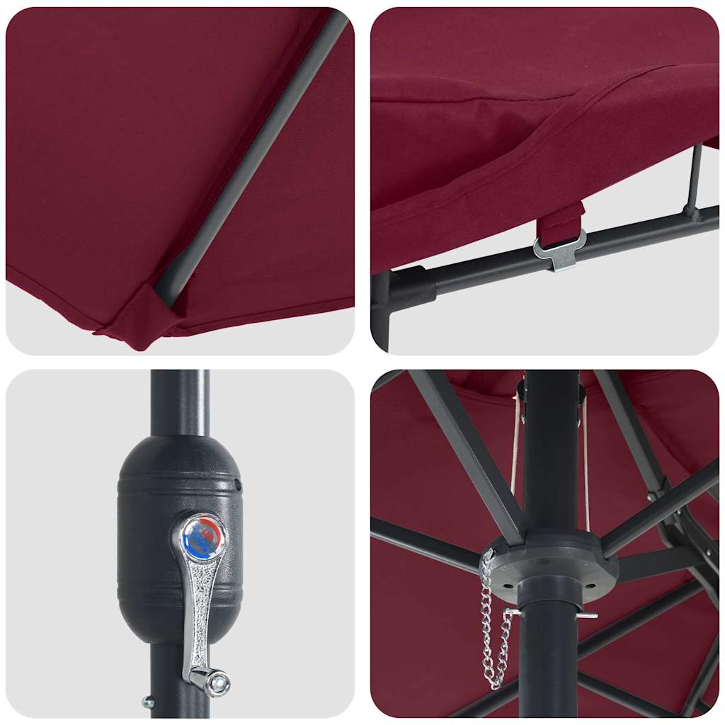vidaXL Parasolka ogrodowa Bordeaux Czerwony 385 x 209 x 244 cm