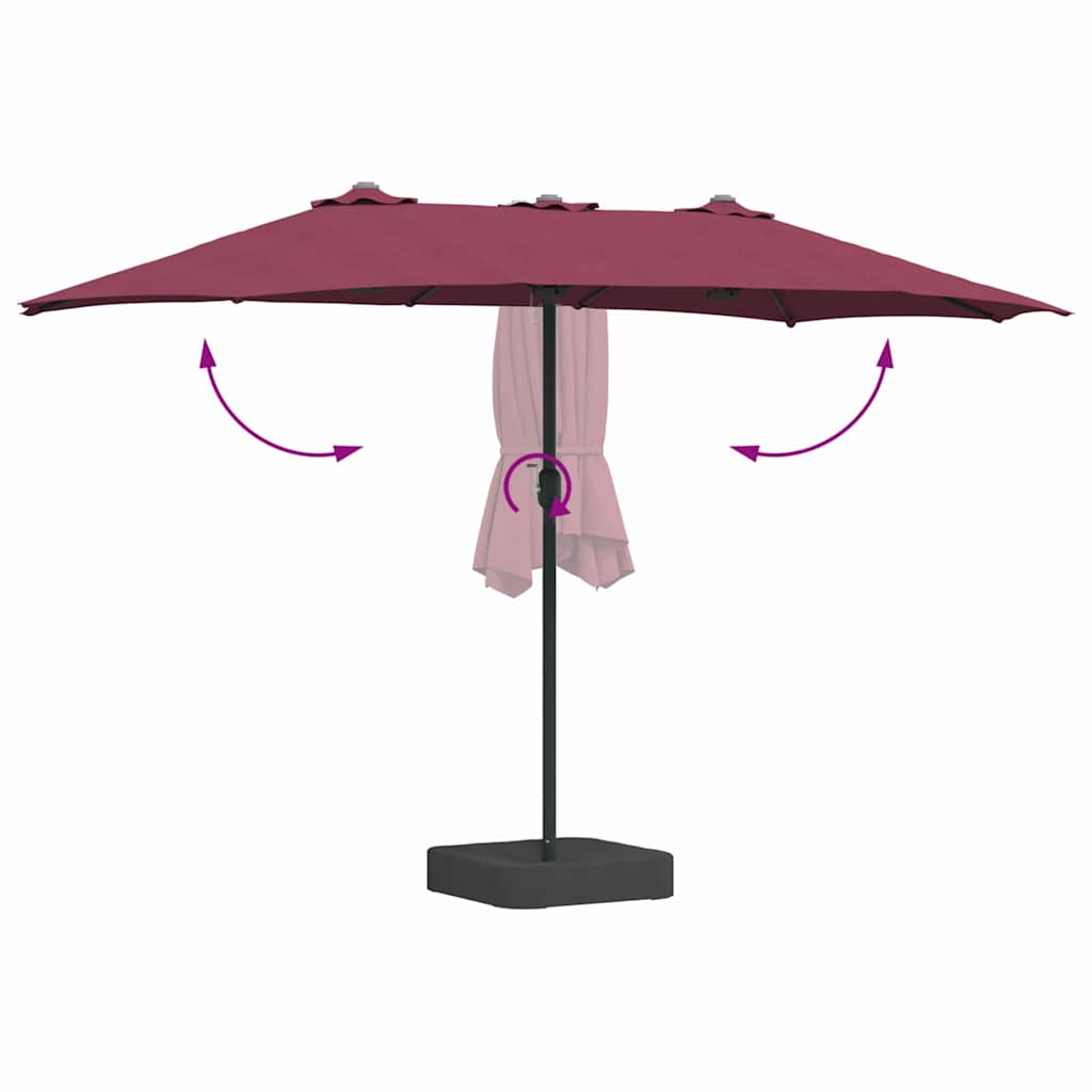 vidaXL Parasolka ogrodowa Bordeaux Czerwony 385 x 209 x 244 cm