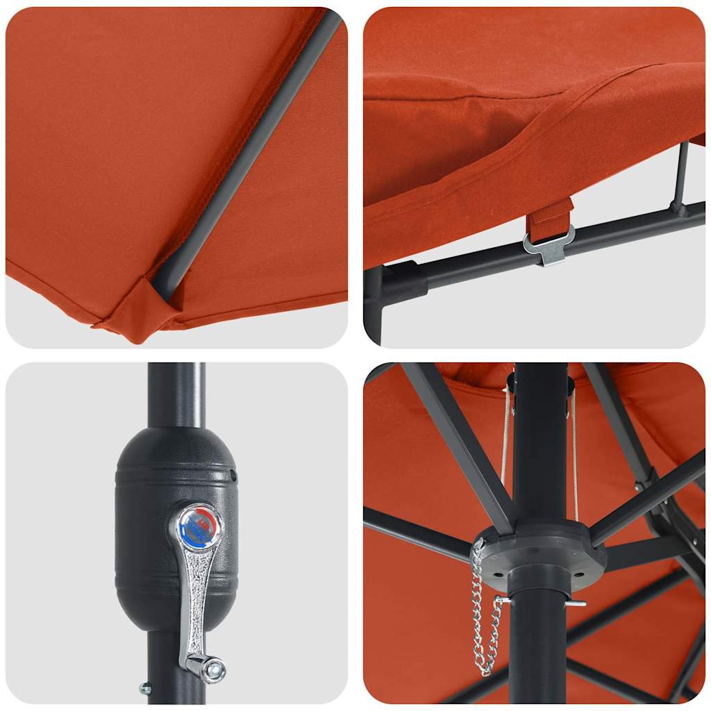 vidaXL Parasolka ogrodowa terakota 385 x 209 x 244 cm Poliester i Stal