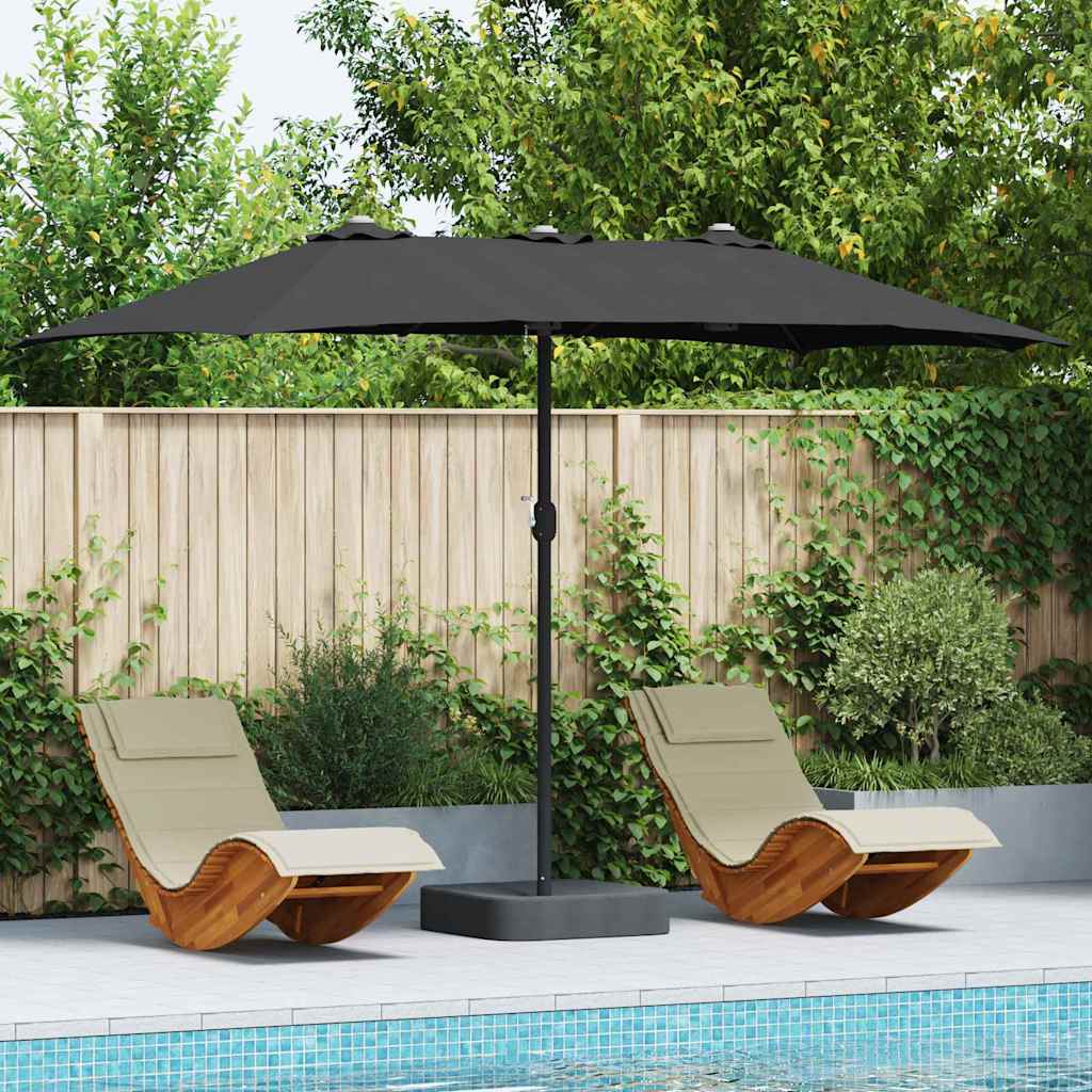 vidaXL Parasolka ogrodowa Czarny 385 x 209 x 244 cm Poliester i Stal