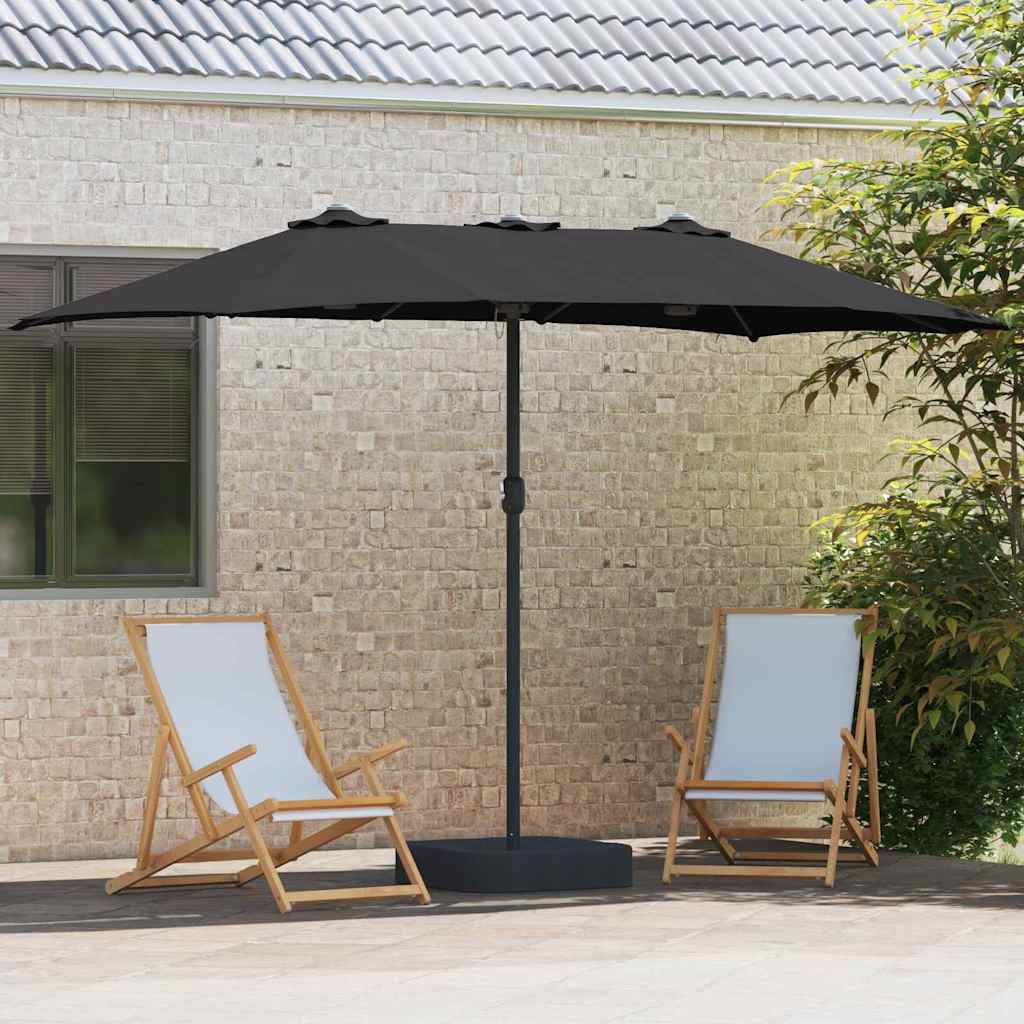 vidaXL Parasolka ogrodowa Czarny 385 x 209 x 244 cm Poliester i Stal