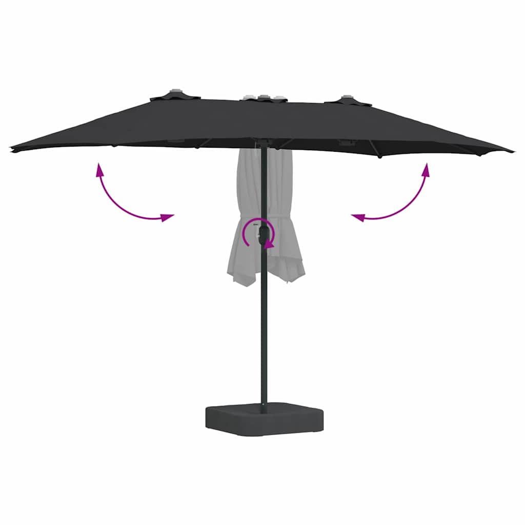 vidaXL Parasolka ogrodowa Czarny 385 x 209 x 244 cm Poliester i Stal