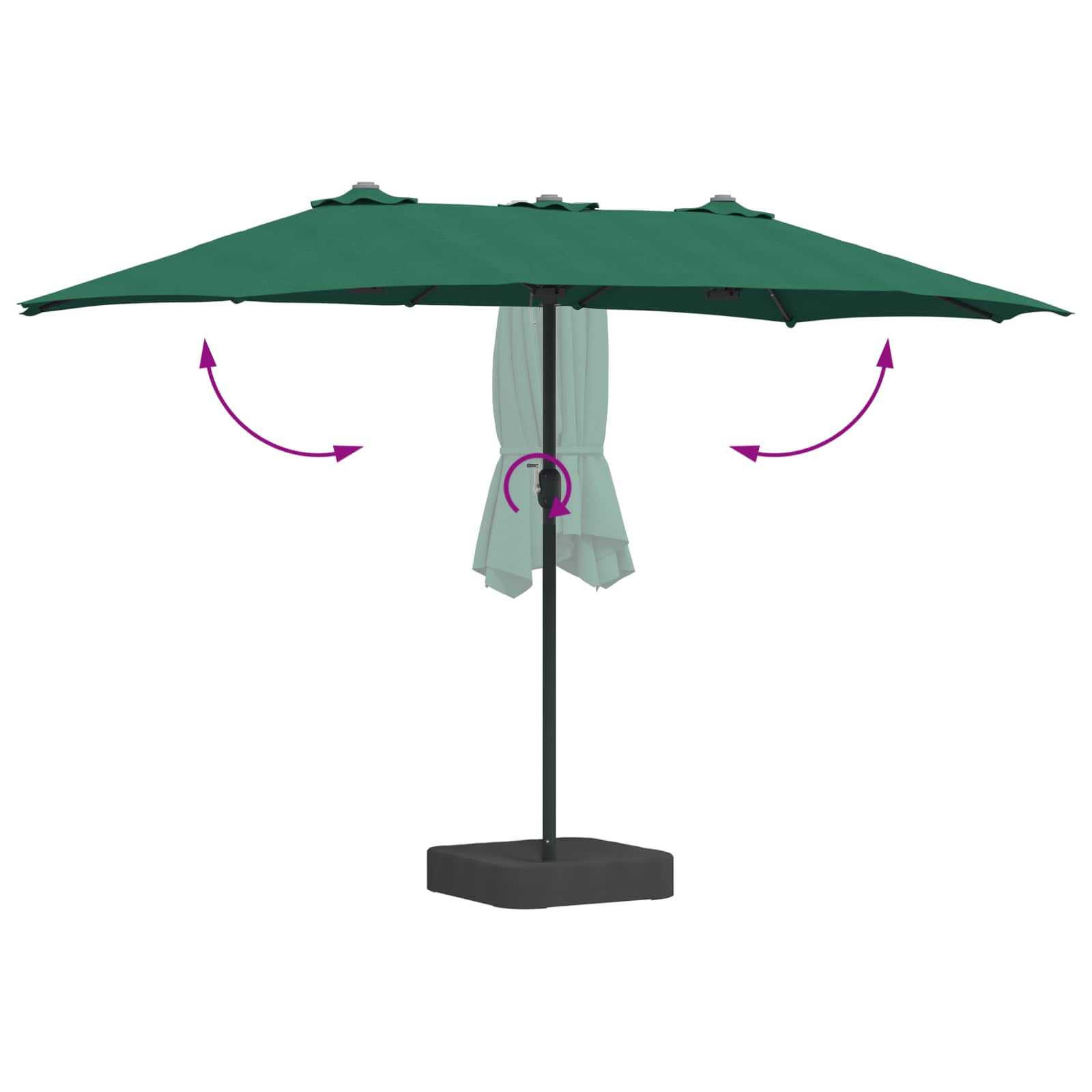 vidaXL Parasolka ogrodowa Zielony 385 x 209 x 244 cm Poliester