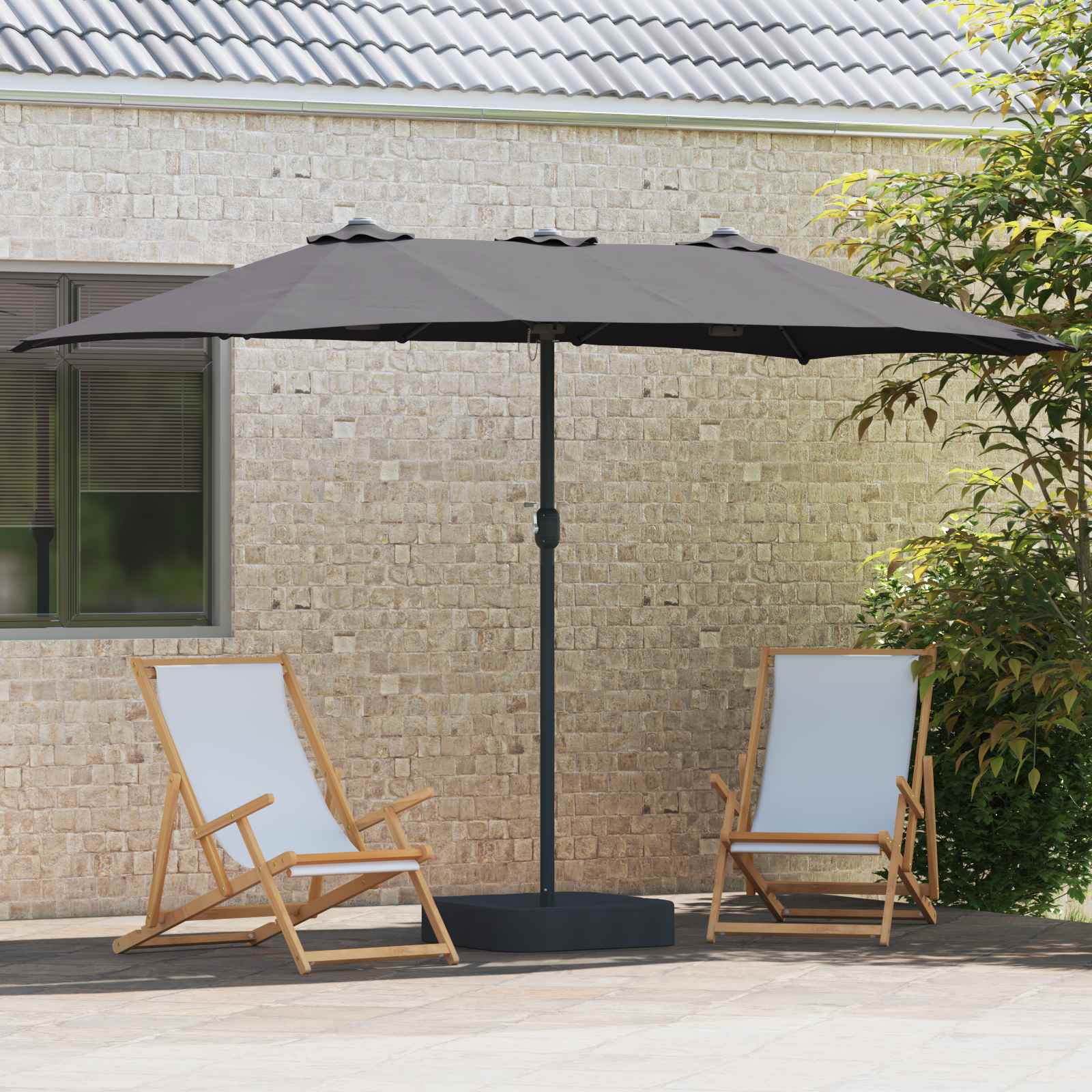 vidaXL Parasolka ogrodowa Antracyt 385 x 209 x 244 cm Poliester