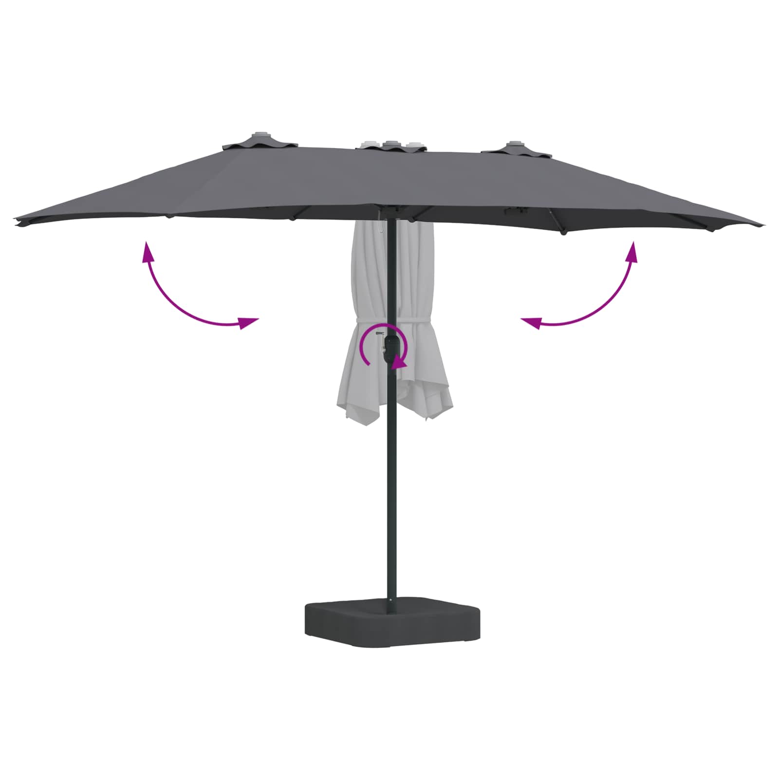 vidaXL Parasolka ogrodowa Antracyt 385 x 209 x 244 cm Poliester