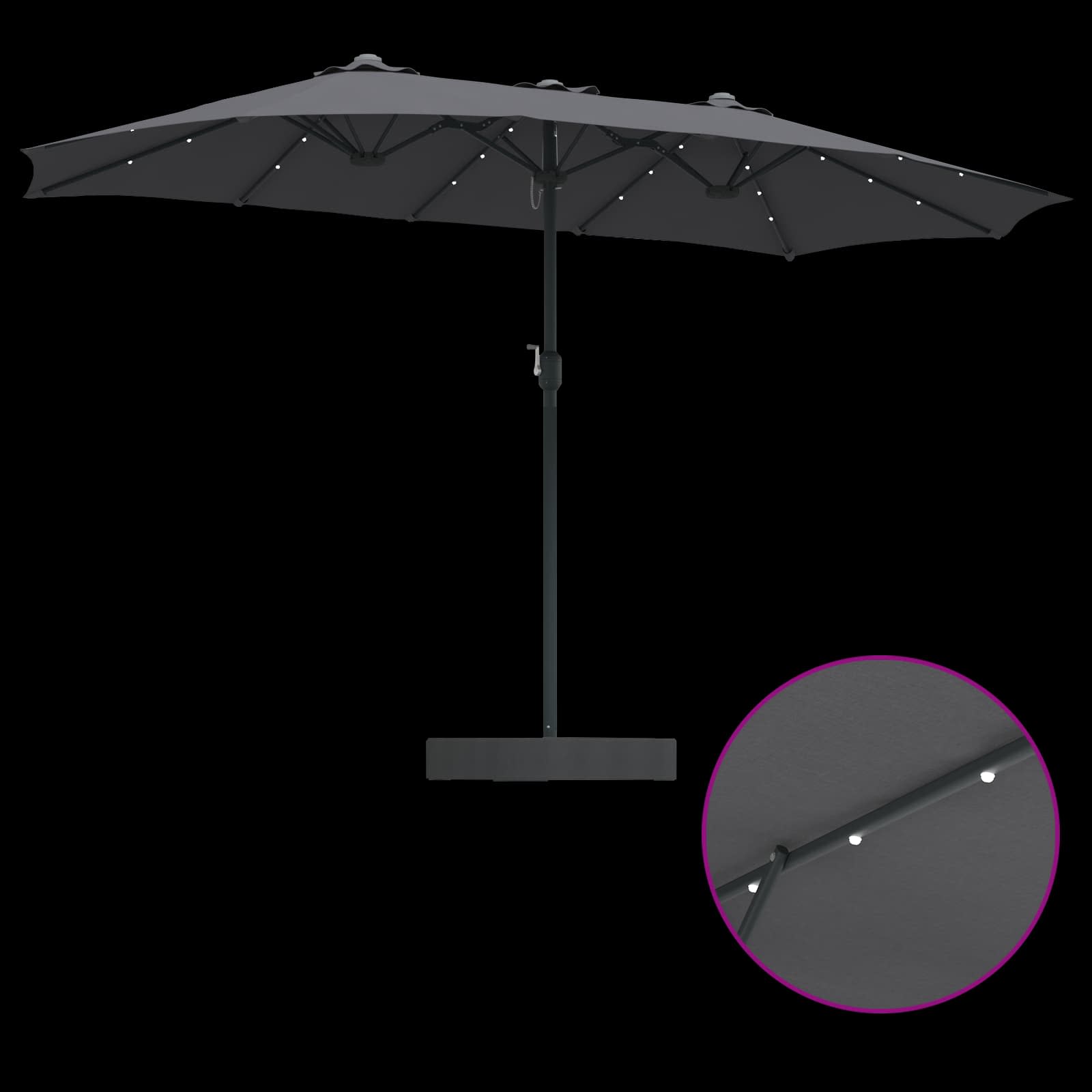 vidaXL Parasolka ogrodowa Antracyt 385 x 209 x 244 cm Poliester