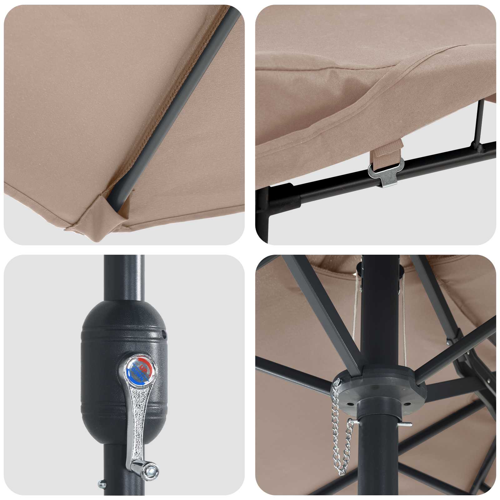 vidaXL Parasolka ogrodowa Ciemnoszary 385 x 209 x 244 cm Poliester