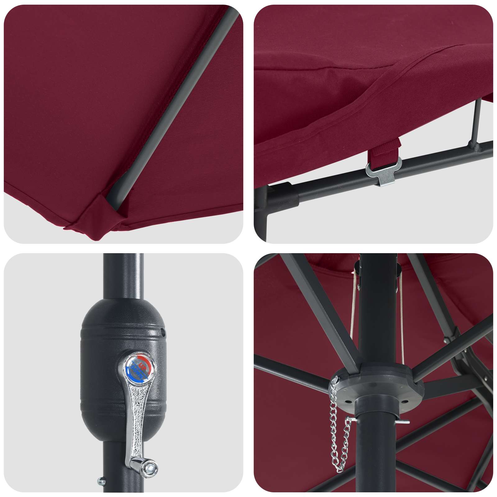 vidaXL Parasolka ogrodowa Bordeaux Czerwony 385 x 209 x 244 cm