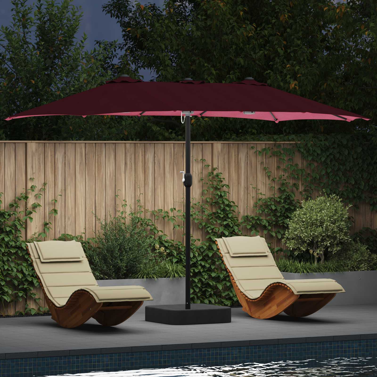 vidaXL Parasolka ogrodowa Bordeaux Czerwony 385 x 209 x 244 cm