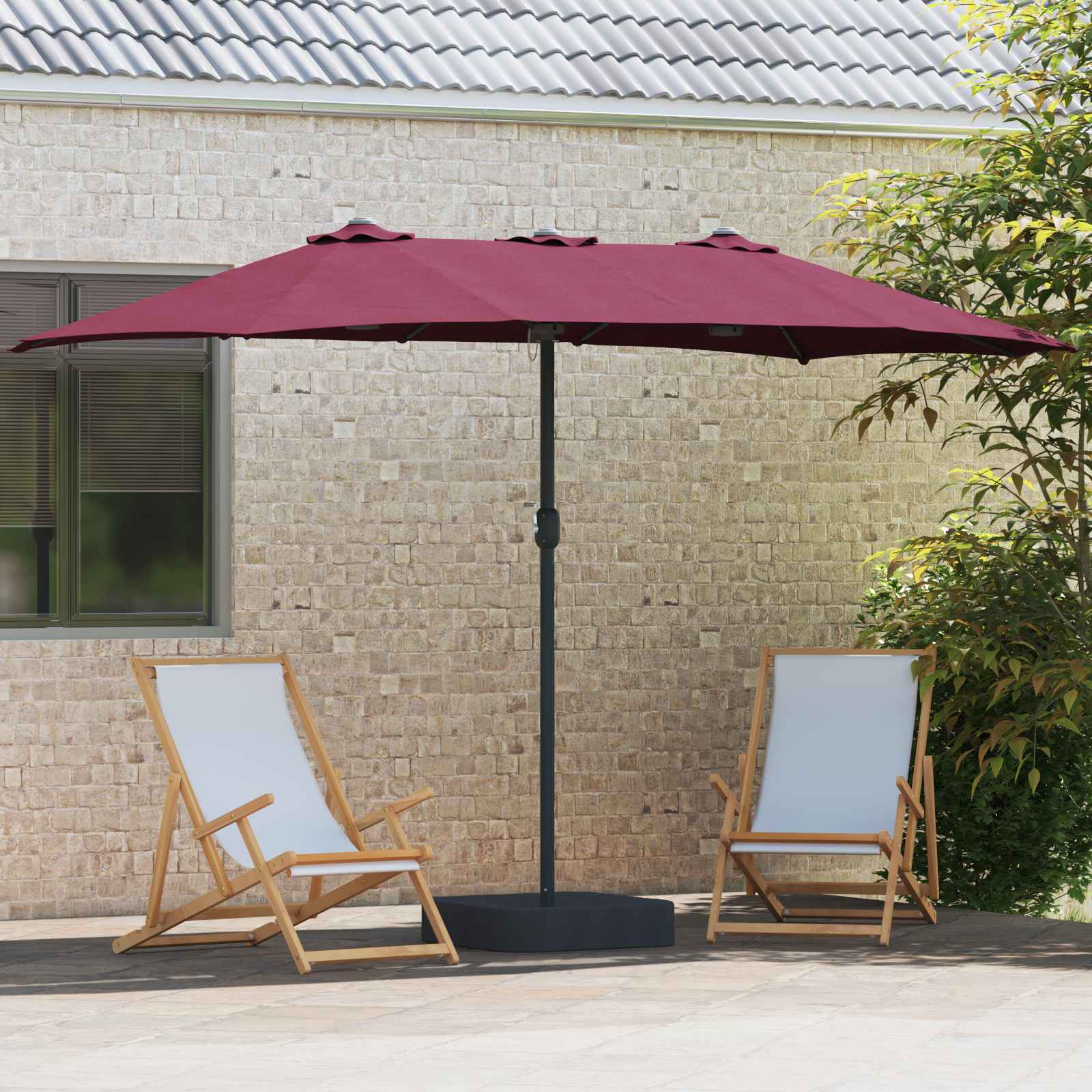 vidaXL Parasolka ogrodowa Bordeaux Czerwony 385 x 209 x 244 cm