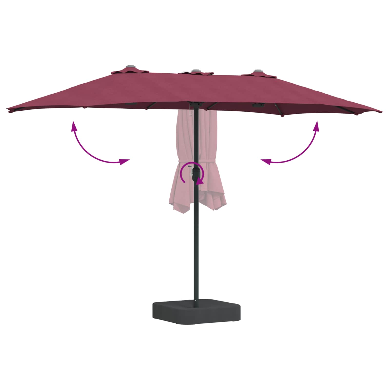 vidaXL Parasolka ogrodowa Bordeaux Czerwony 385 x 209 x 244 cm