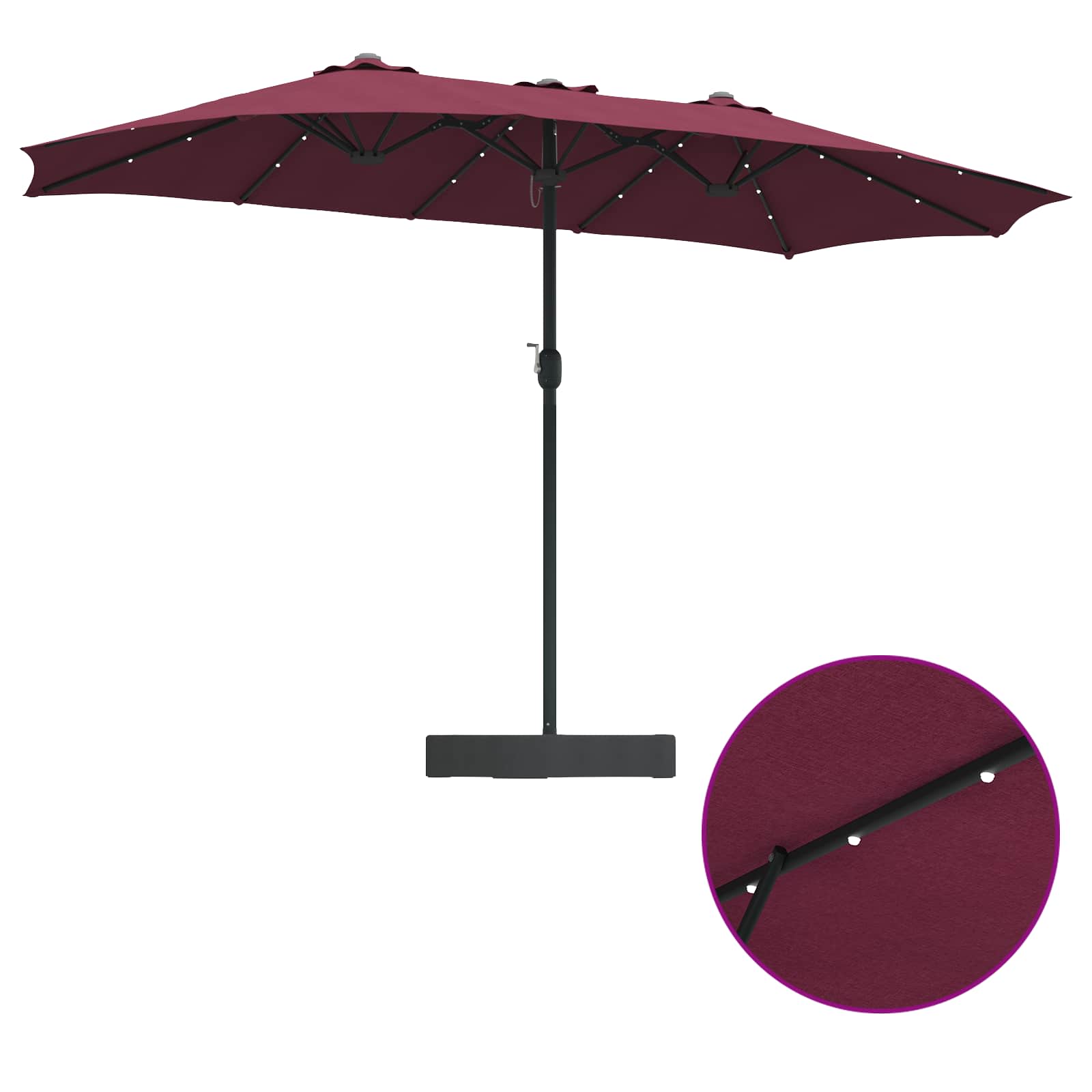 vidaXL Parasolka ogrodowa Bordeaux Czerwony 385 x 209 x 244 cm
