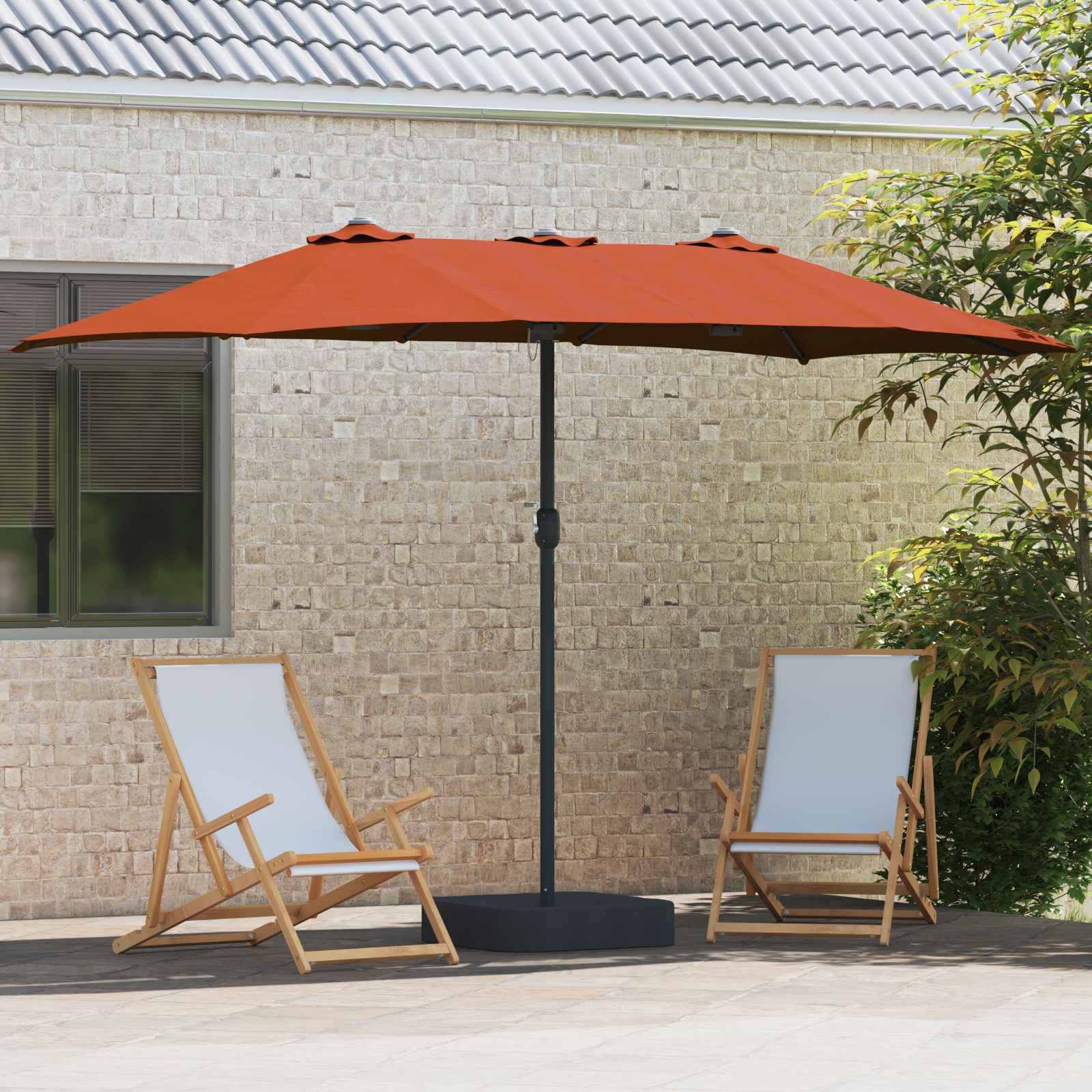 vidaXL Parasolka ogrodowa terakota 385 x 209 x 244 cm Poliester