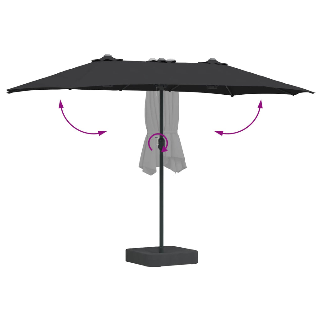 vidaXL Parasolka ogrodowa Czarny 385 x 209 x 244 cm Poliester
