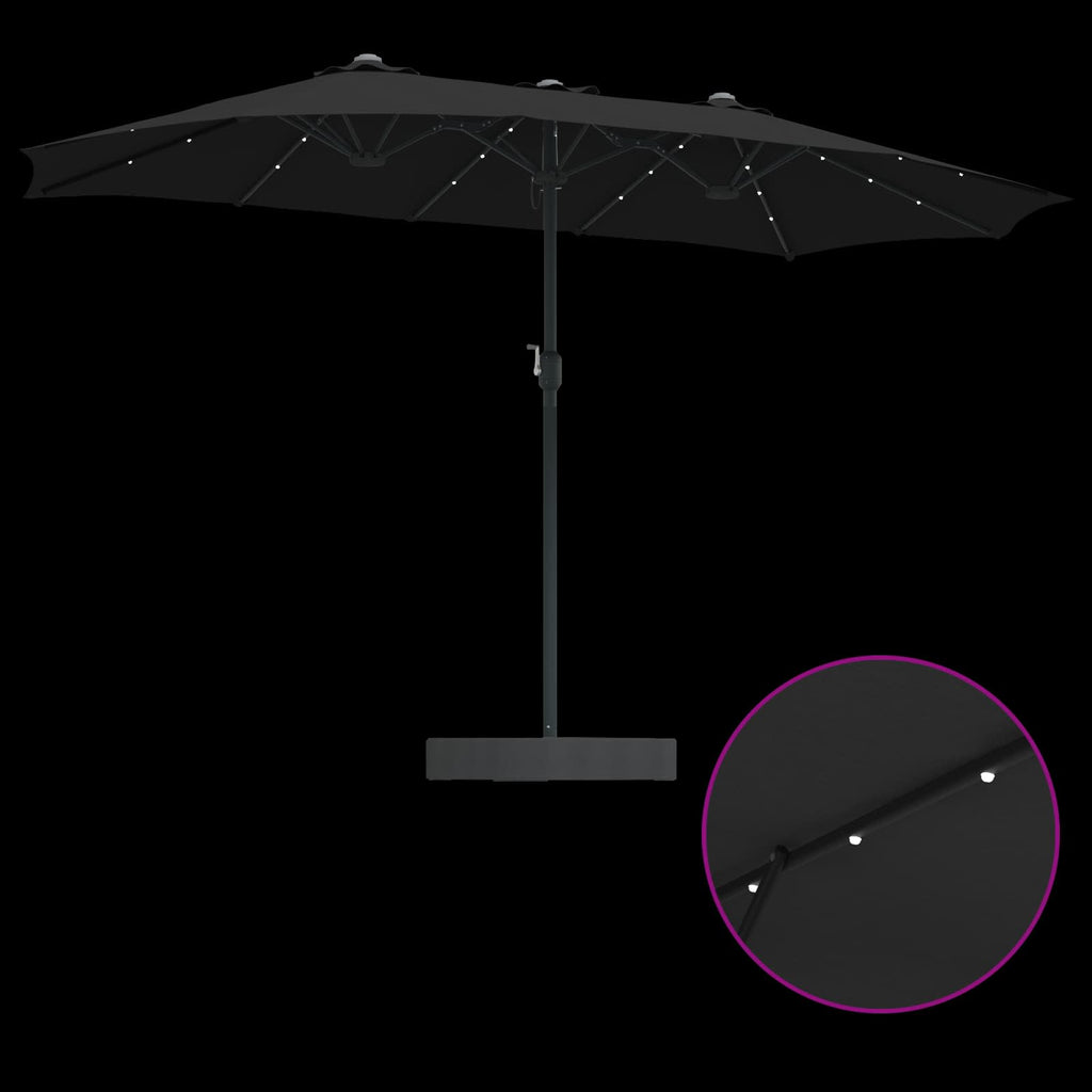 vidaXL Parasolka ogrodowa Czarny 385 x 209 x 244 cm Poliester