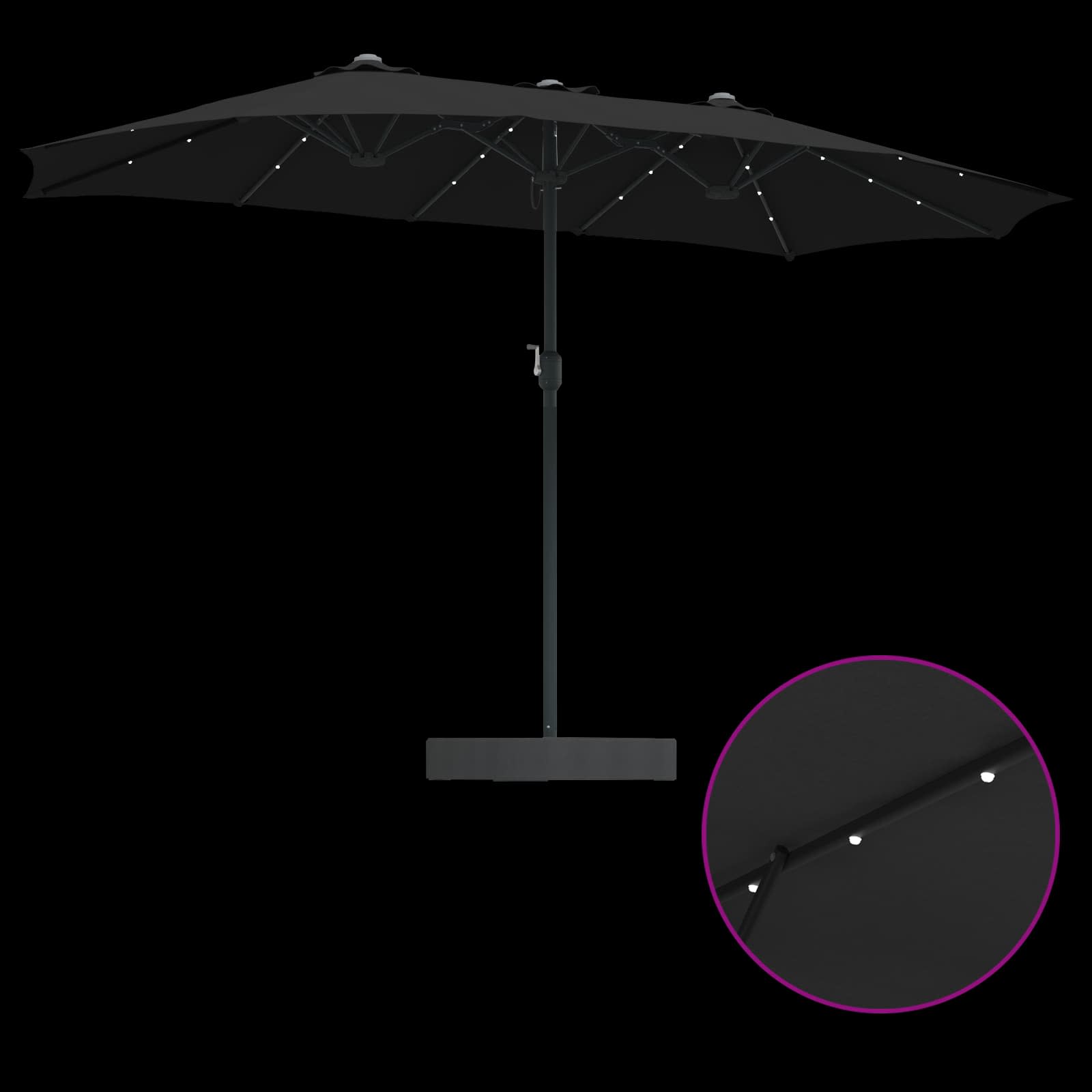 vidaXL Parasolka ogrodowa Czarny 385 x 209 x 244 cm Poliester