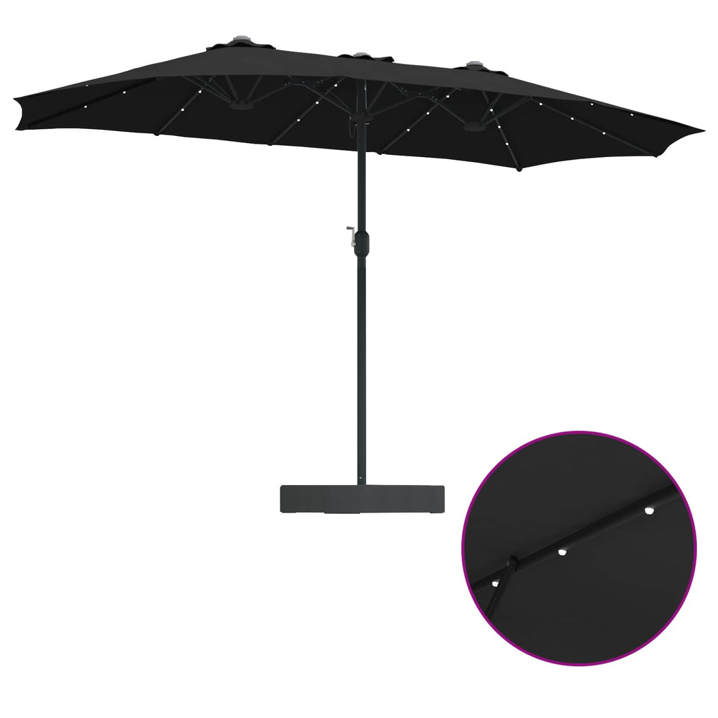 vidaXL Parasolka ogrodowa Czarny 385 x 209 x 244 cm Poliester