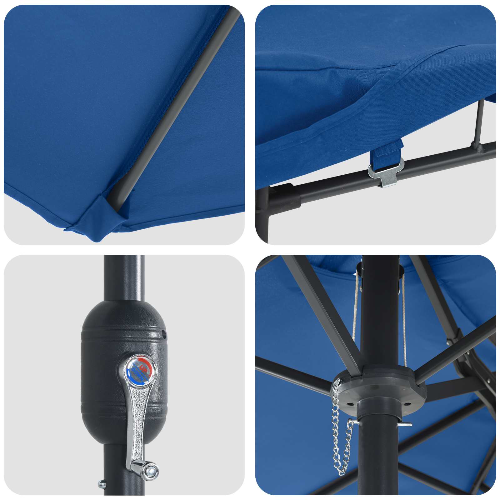 vidaXL Parasolka ogrodowa Niebieski azur 385 x 209 x 244 cm Poliester