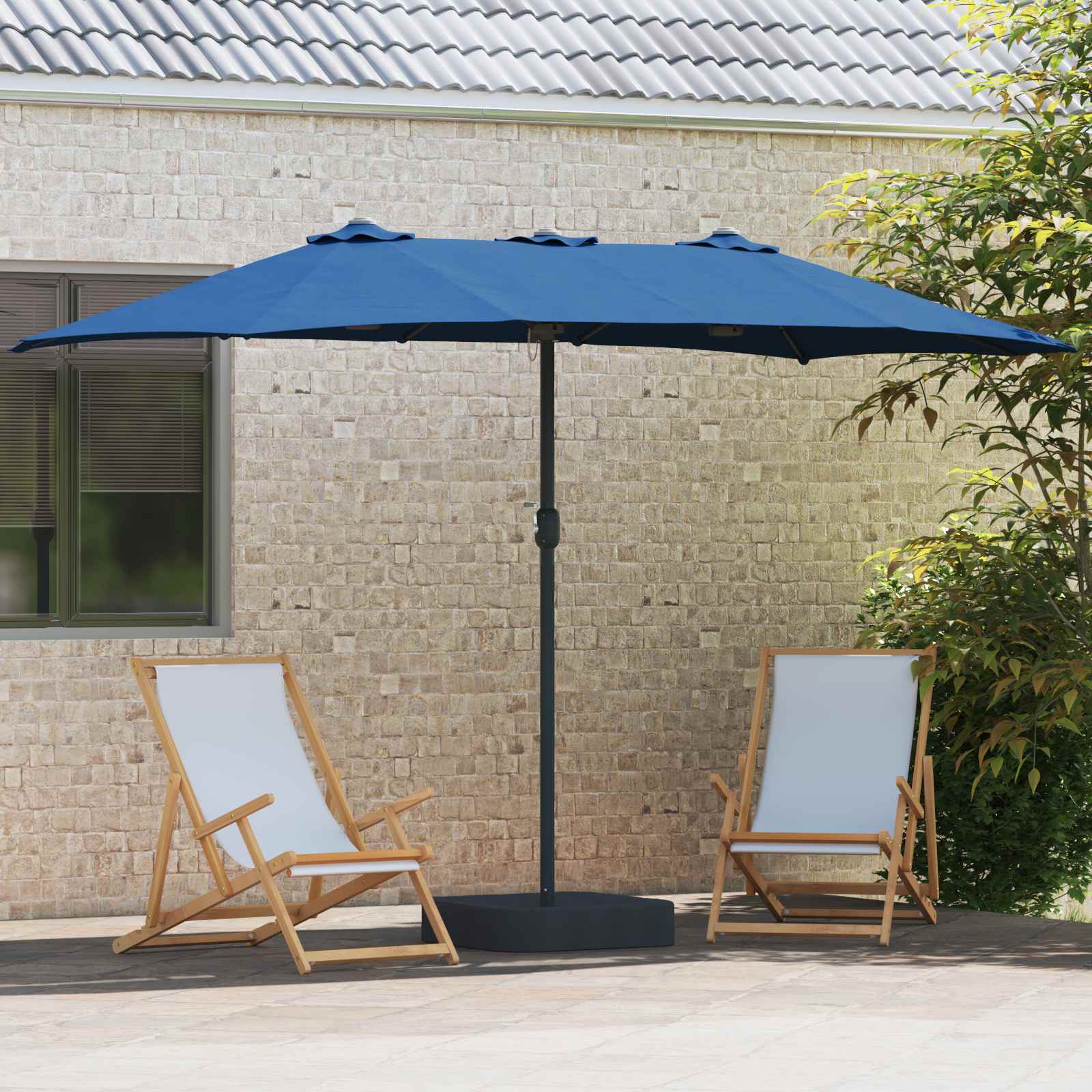 vidaXL Parasolka ogrodowa Niebieski azur 385 x 209 x 244 cm Poliester