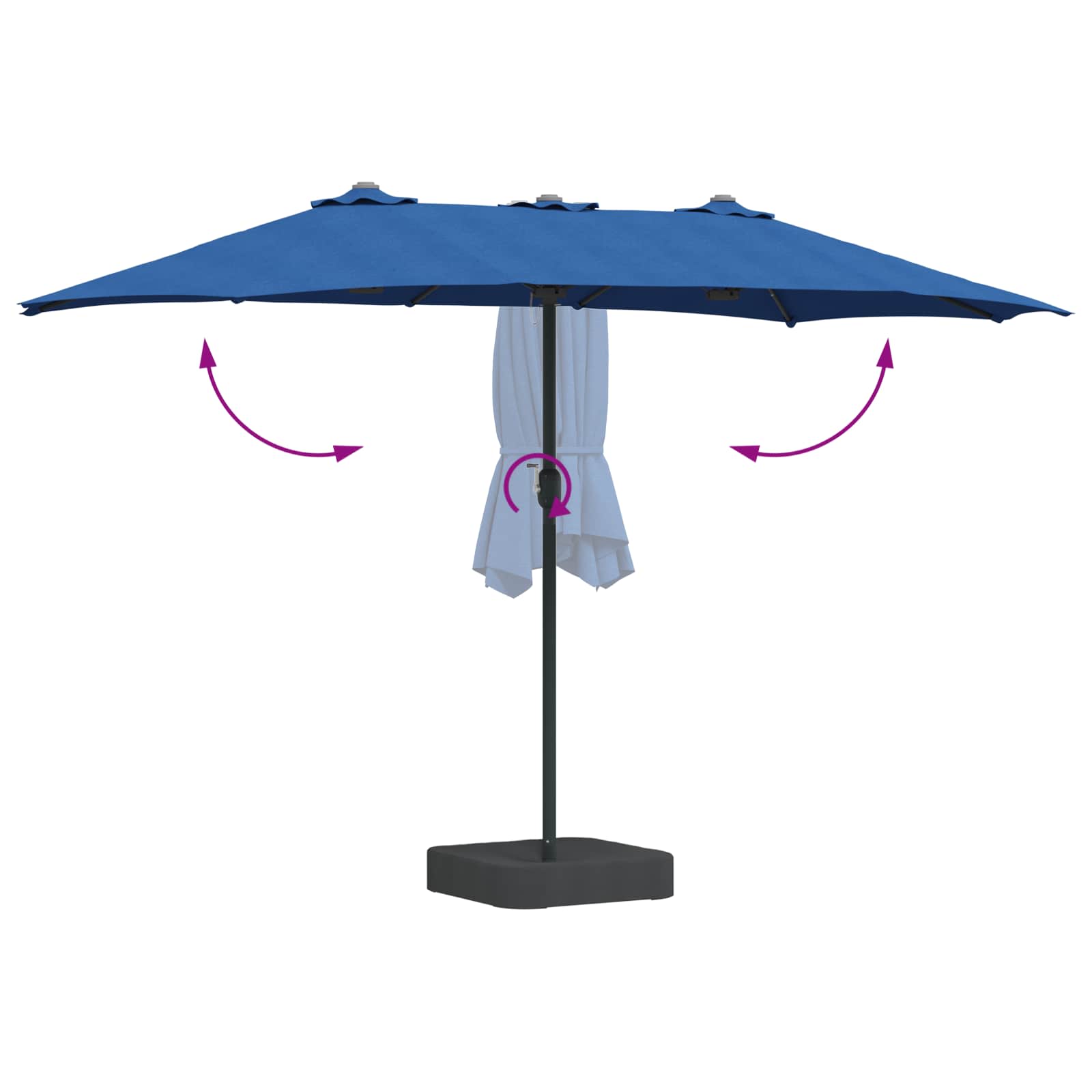 vidaXL Parasolka ogrodowa Niebieski azur 385 x 209 x 244 cm Poliester