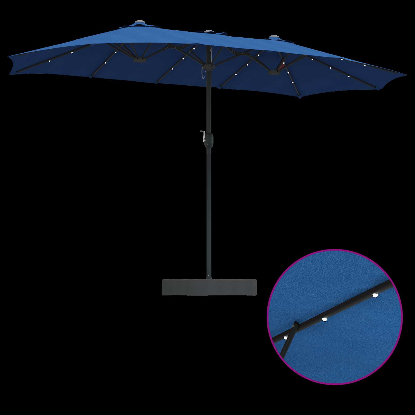 vidaXL Parasolka ogrodowa Niebieski azur 385 x 209 x 244 cm Poliester
