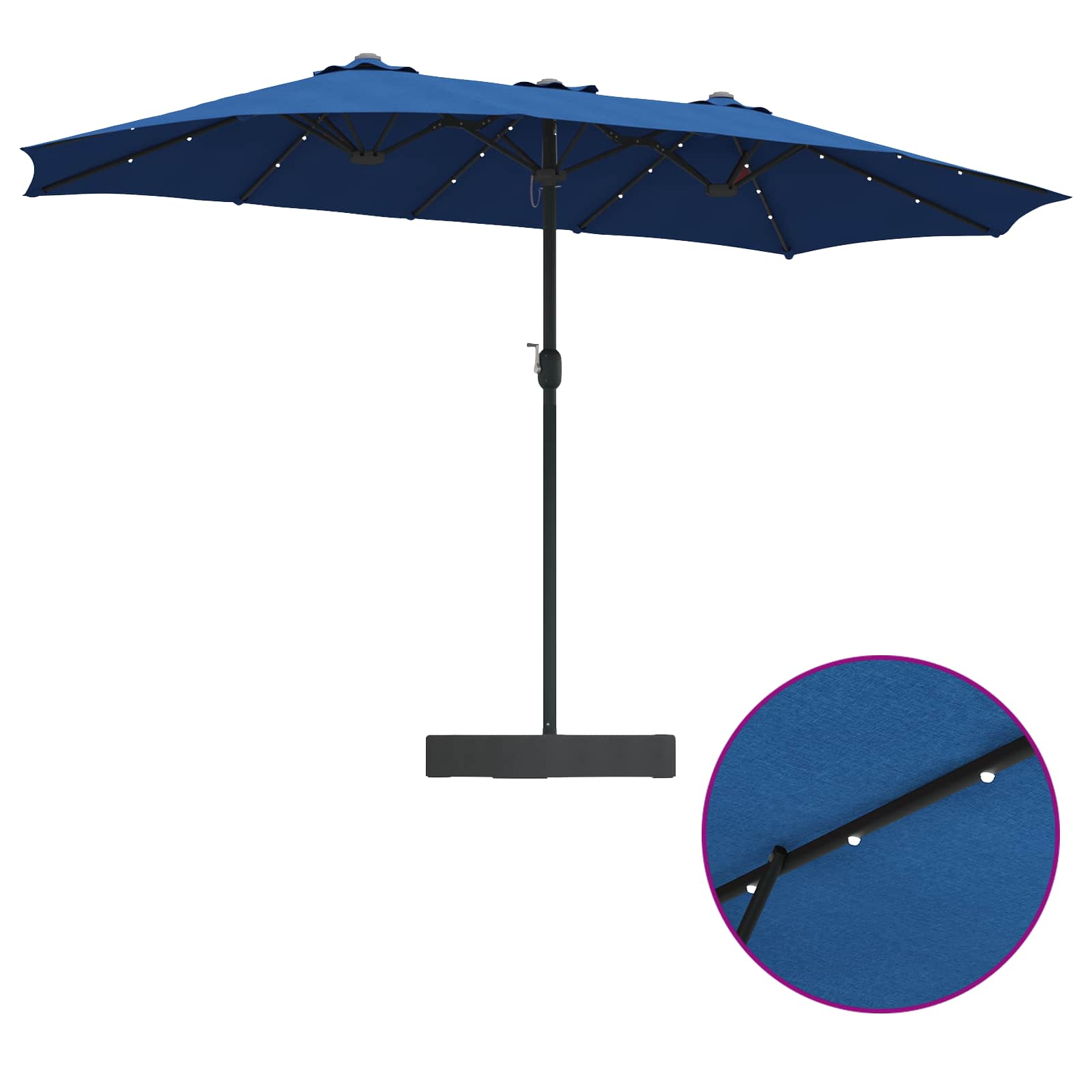 vidaXL Parasolka ogrodowa Niebieski azur 385 x 209 x 244 cm Poliester