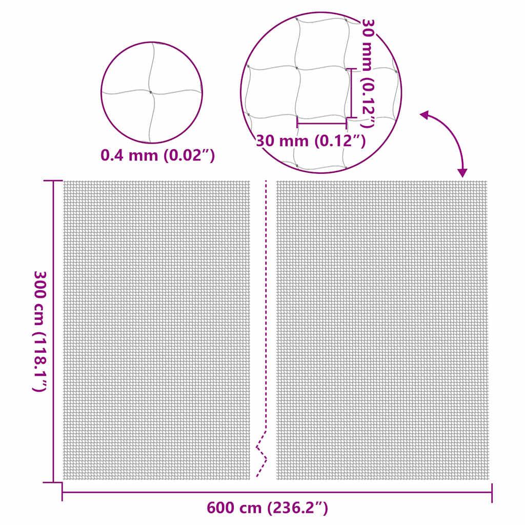 vidaXL Siatka dla kota przezroczysta 6x3 m Nylon