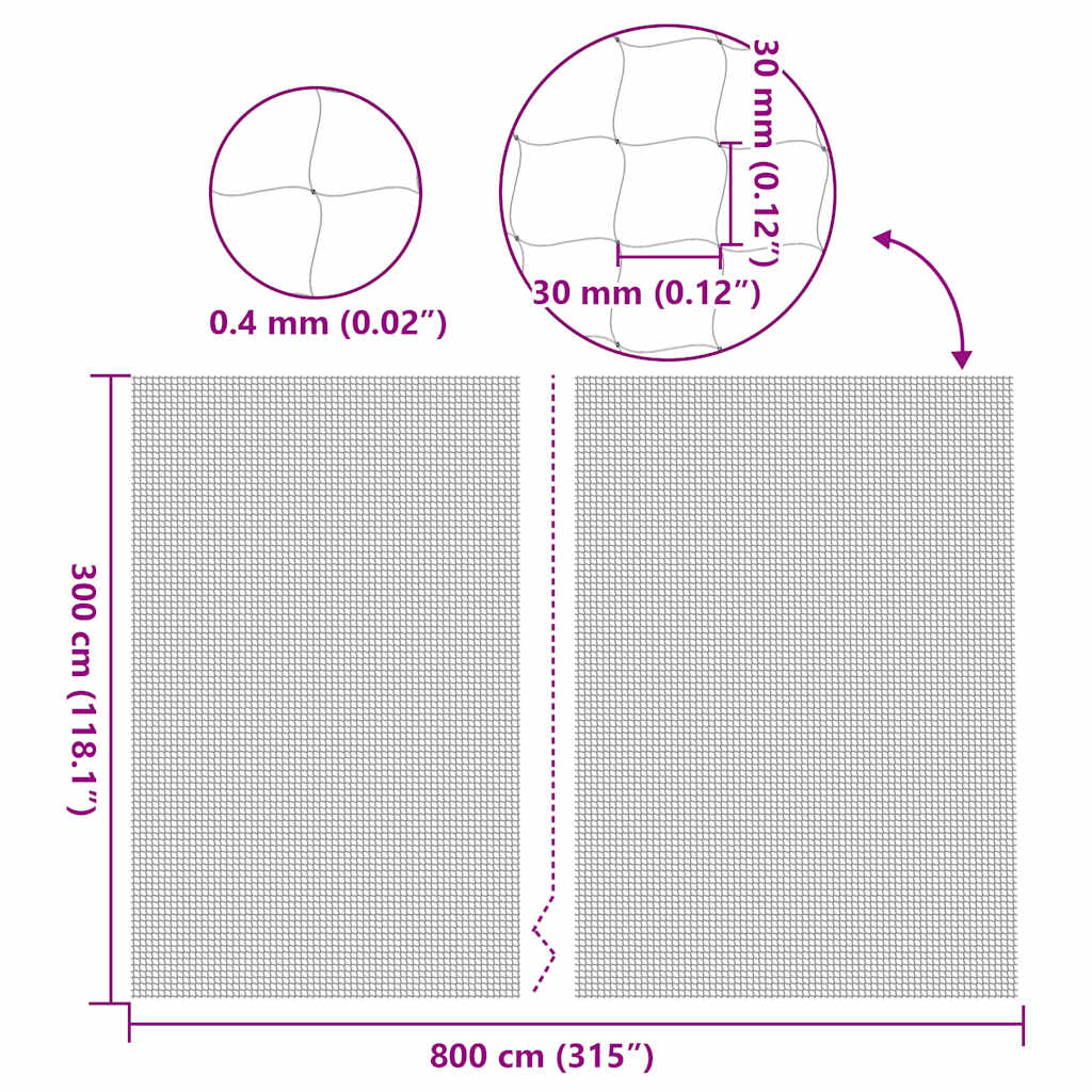 vidaXL Siatka dla kota przezroczysta 8x3 m Nylon
