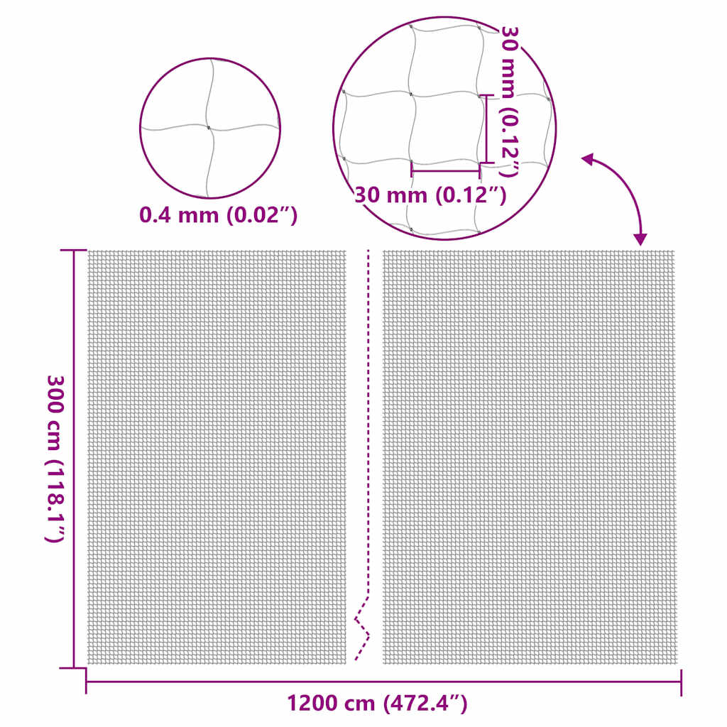 vidaXL Siatka dla kota przezroczysta 12x3 m Nylon