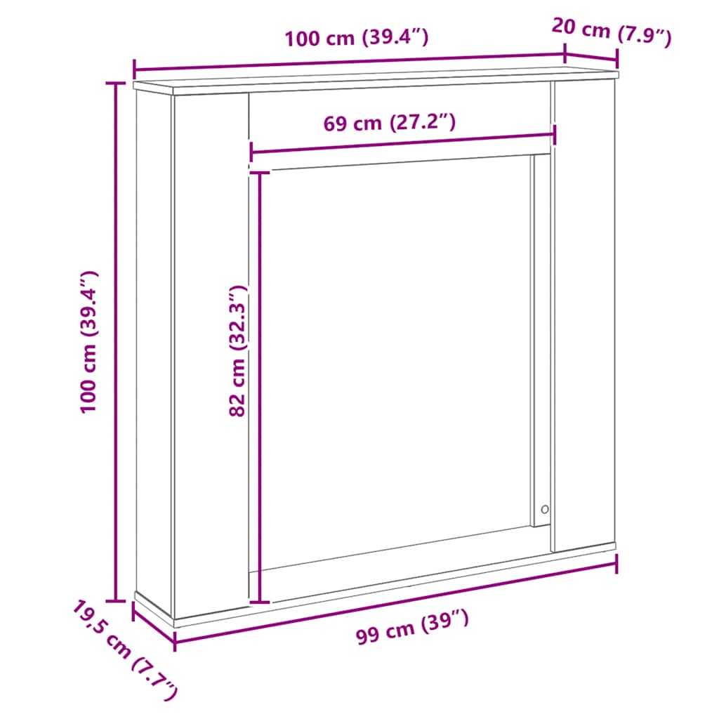 vidaXL Obudowa kominka Czarny dąb 100x20x100 cm Drewno klejone